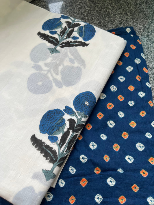 Cotton bandhani and print kurta Bottom