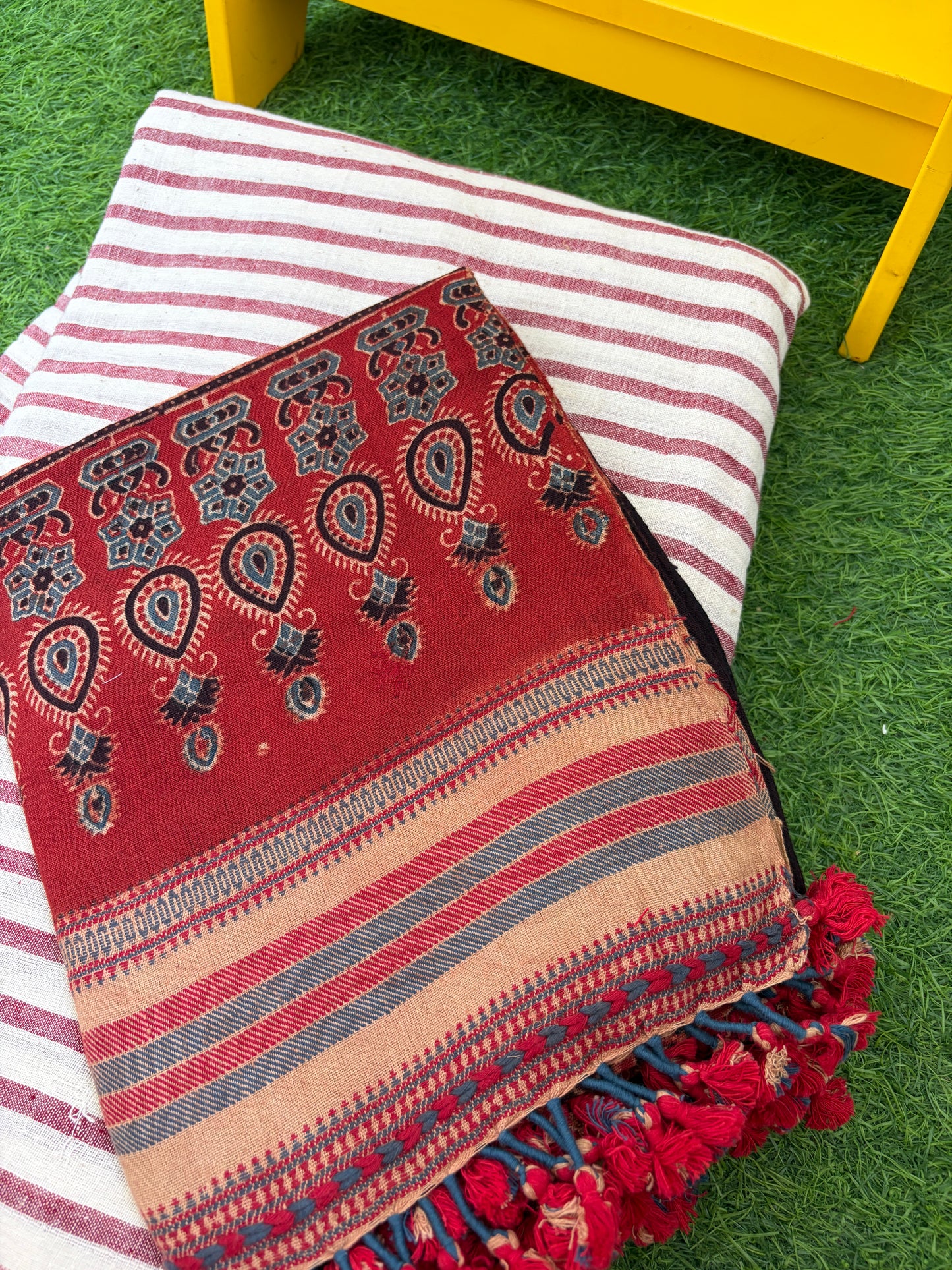 Kala Cotton stripe Kurta and ajrakh dupatta