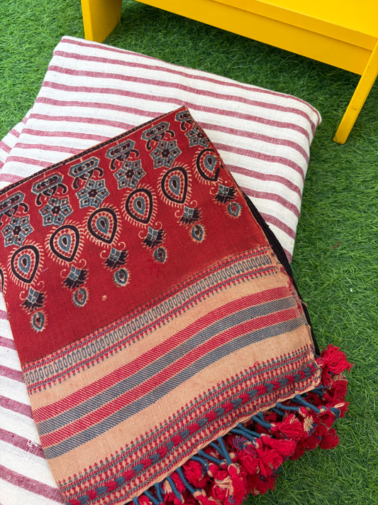 Kala Cotton stripe Kurta and ajrakh dupatta