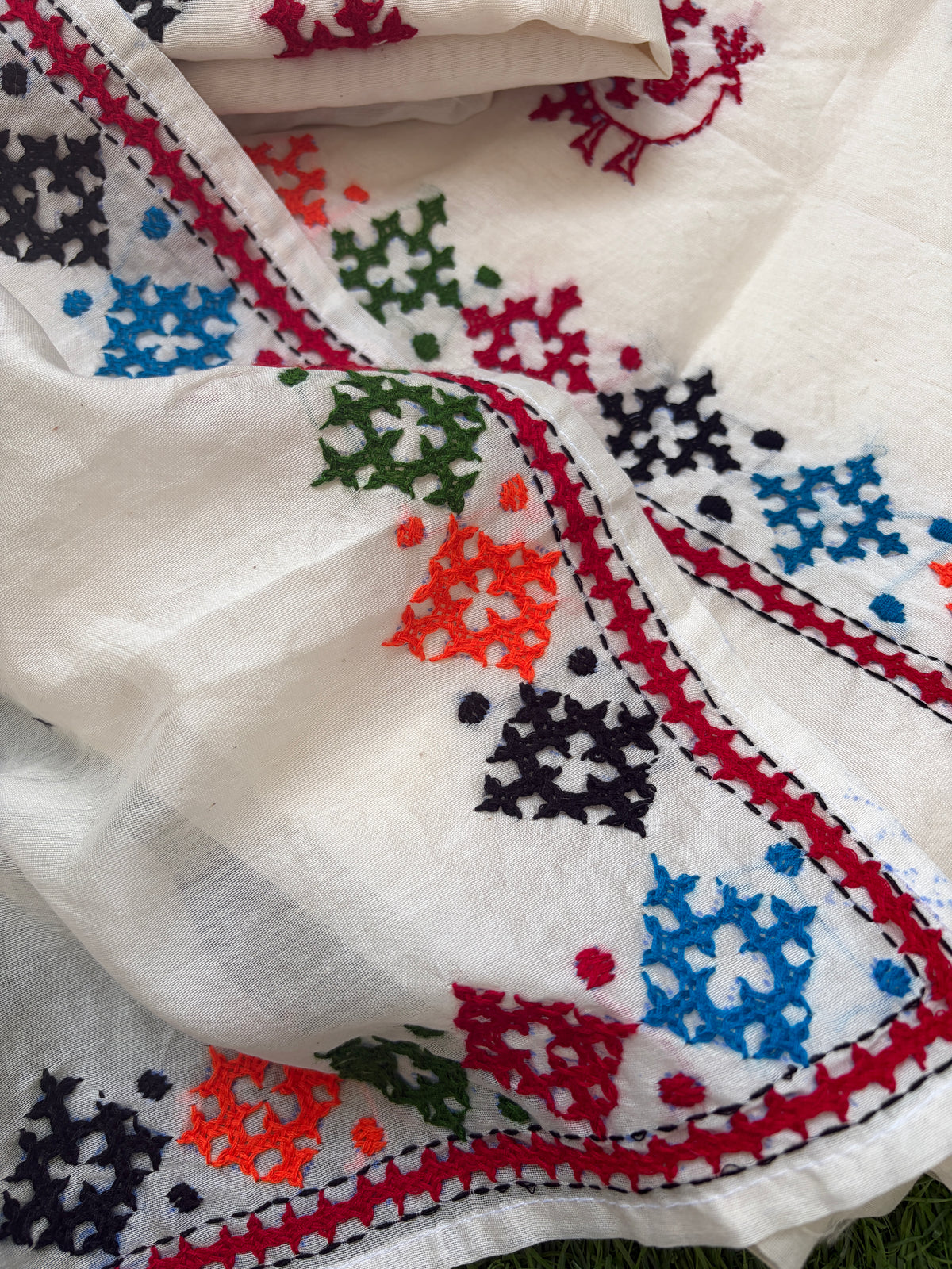 Chanderi Silk sindhi work kurta bottom and dupatta