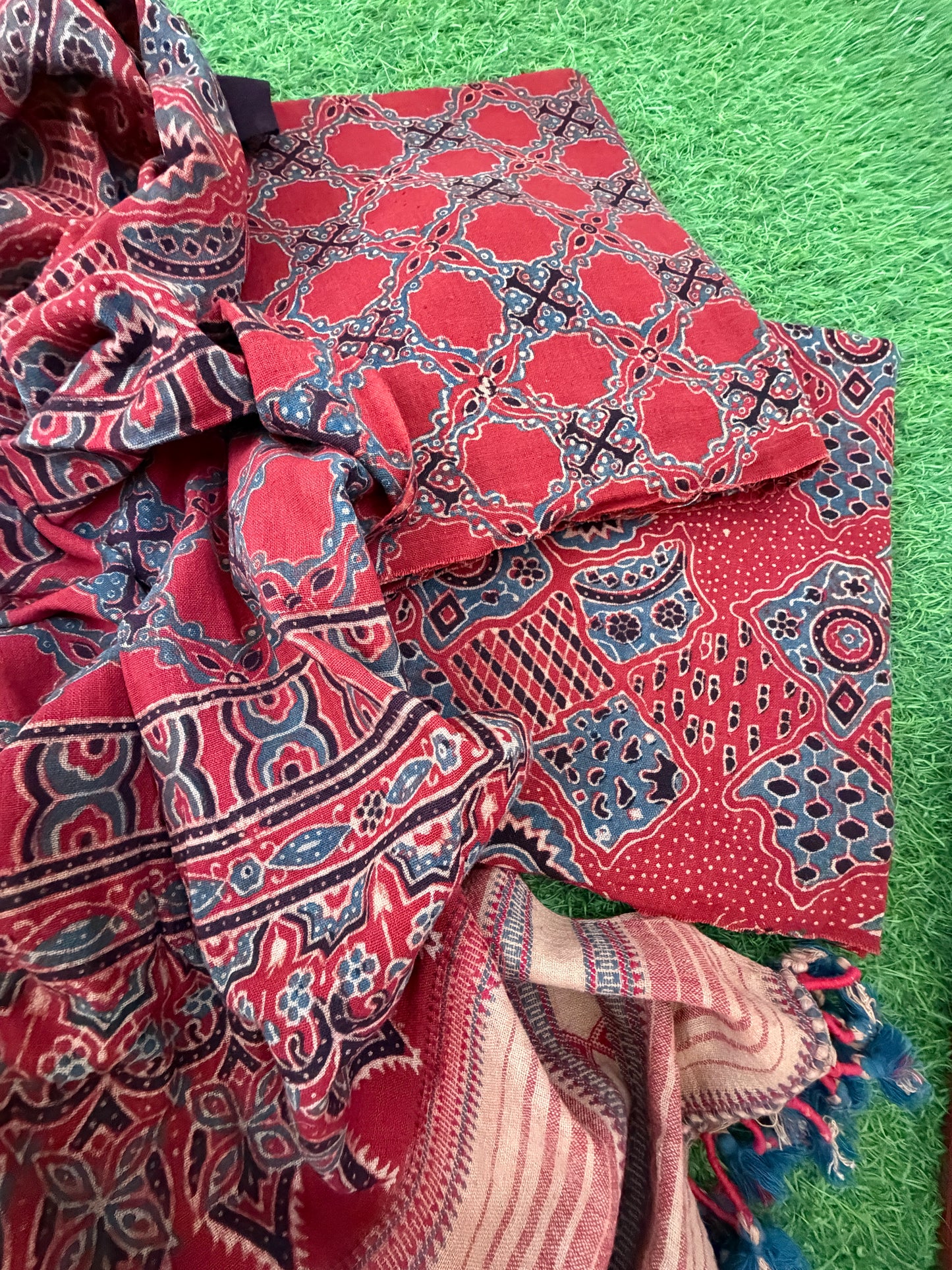 Kala Cotton Ajrakh Kurta bottom and dupatta