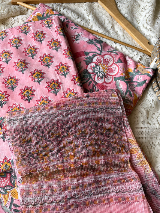 Cotton kurta bottom Kota Doria dupatta