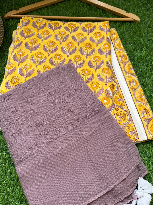 Cotton kurta bottom Kota Doria dupatta