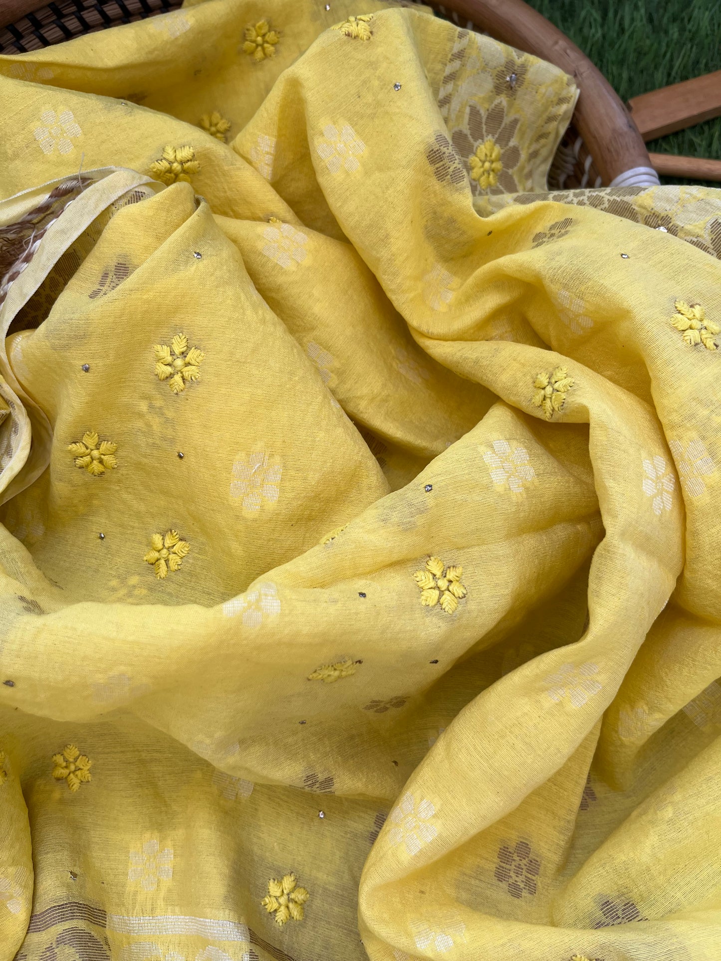 Cotton mercerised ikkat kurta chikankari dupatta