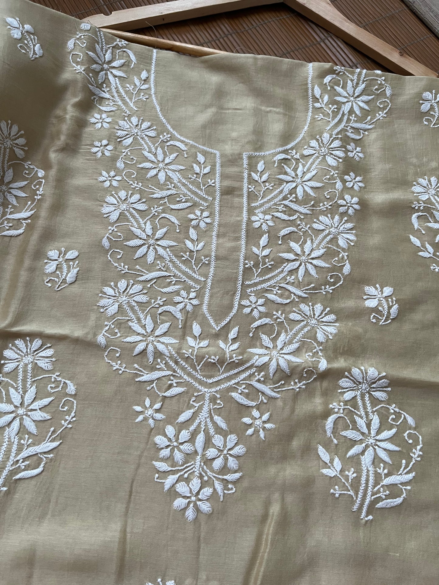 Chanderi chikankari kurta