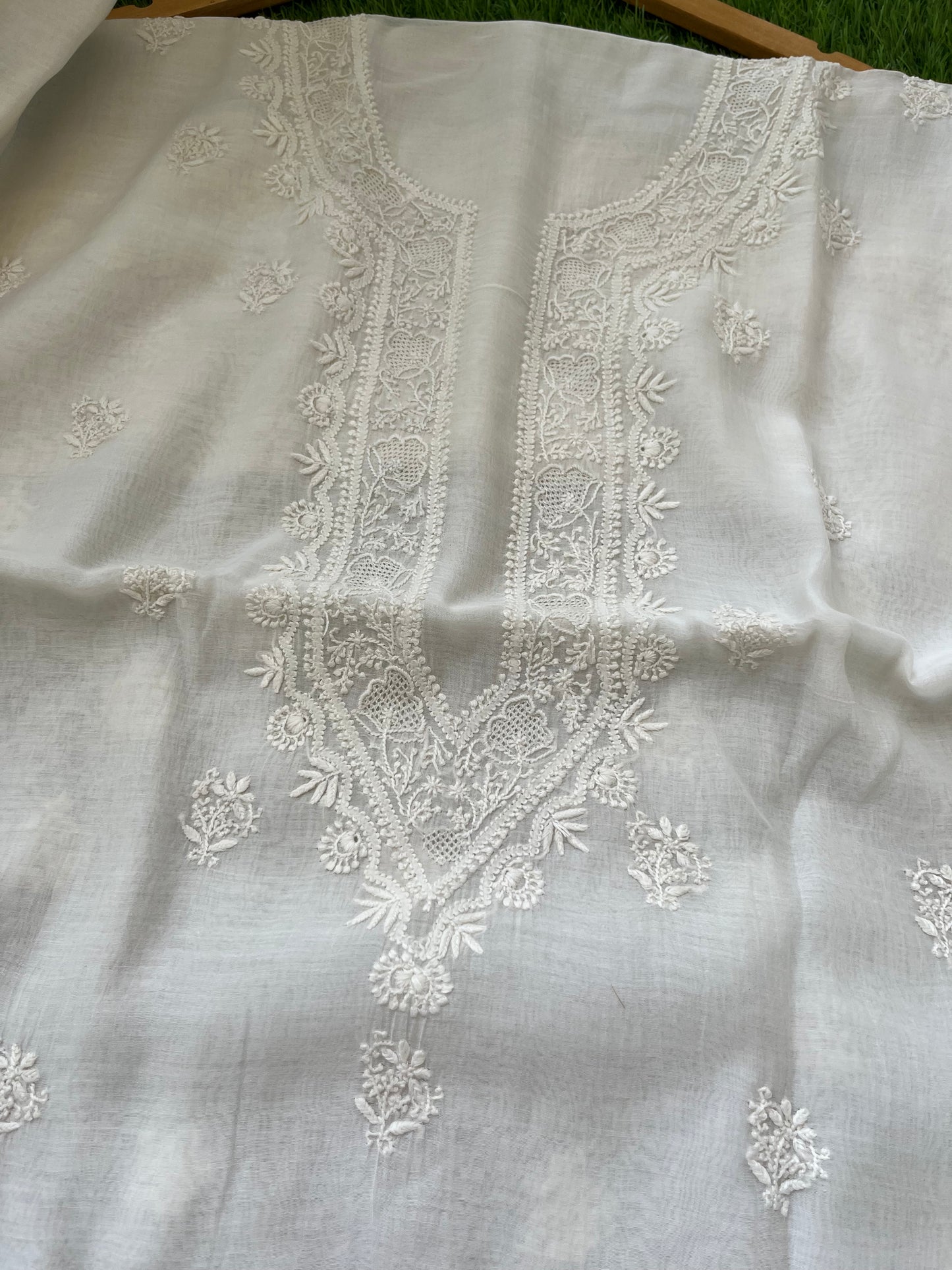 Chanderi chikankari kurta