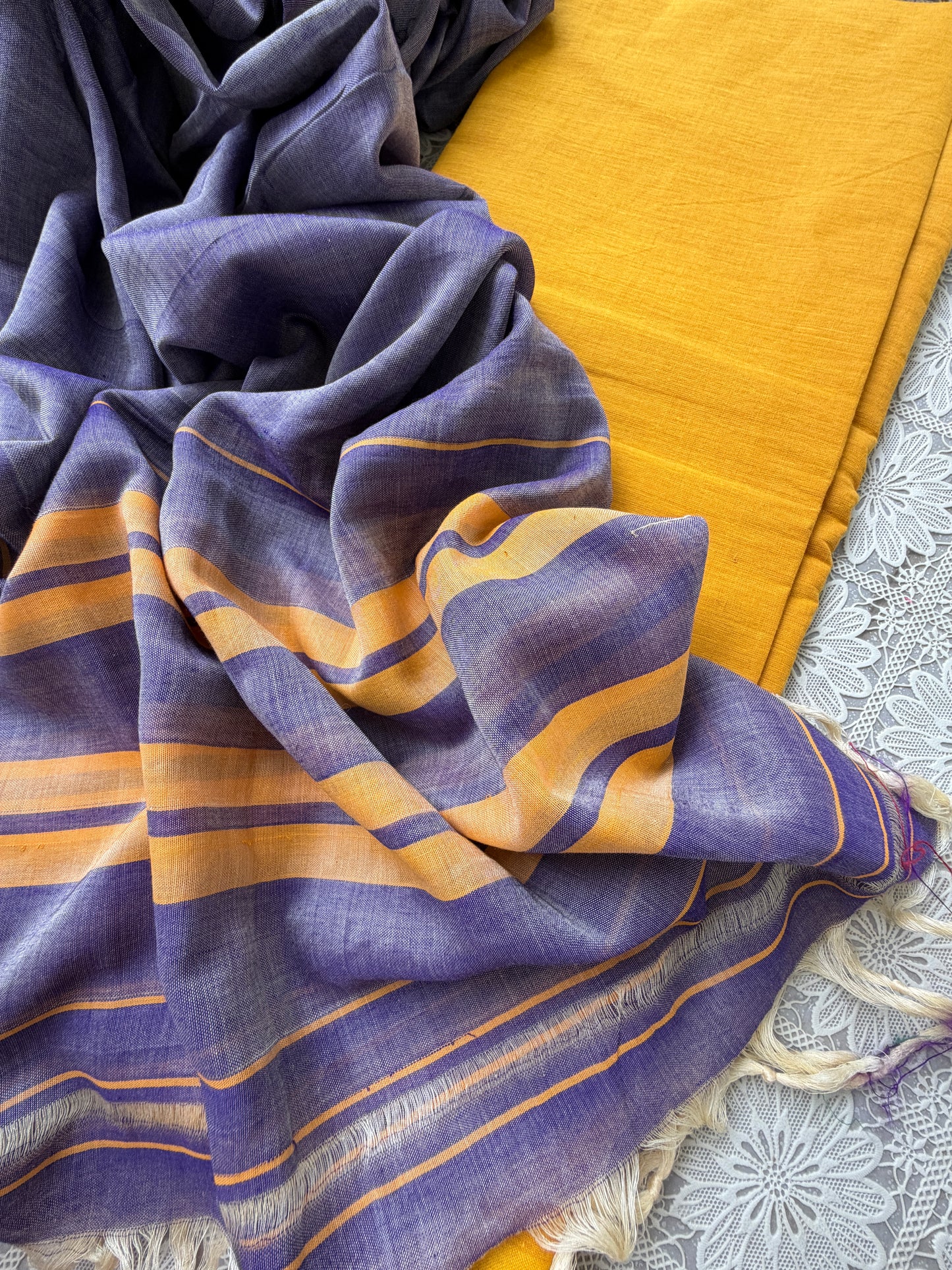 Mangalgiri Cotton 3 pc set - kurta bottom Dupatta