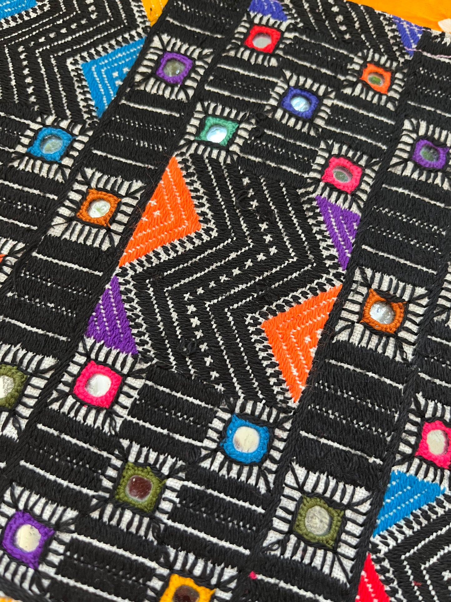 Mirror work patch with bandhani kurta fabric