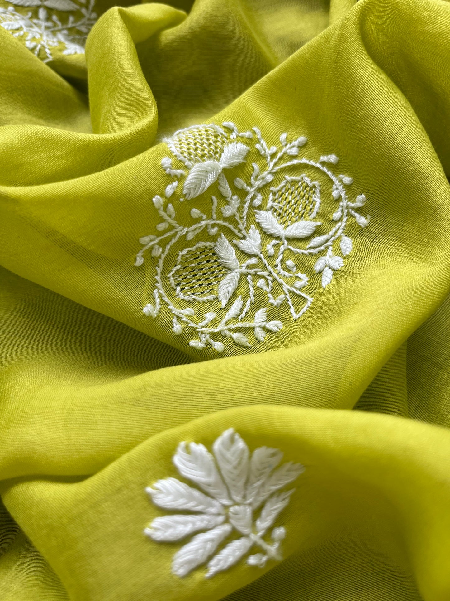 Chikankari Dupatta and indigo kurta bottom Fabric
