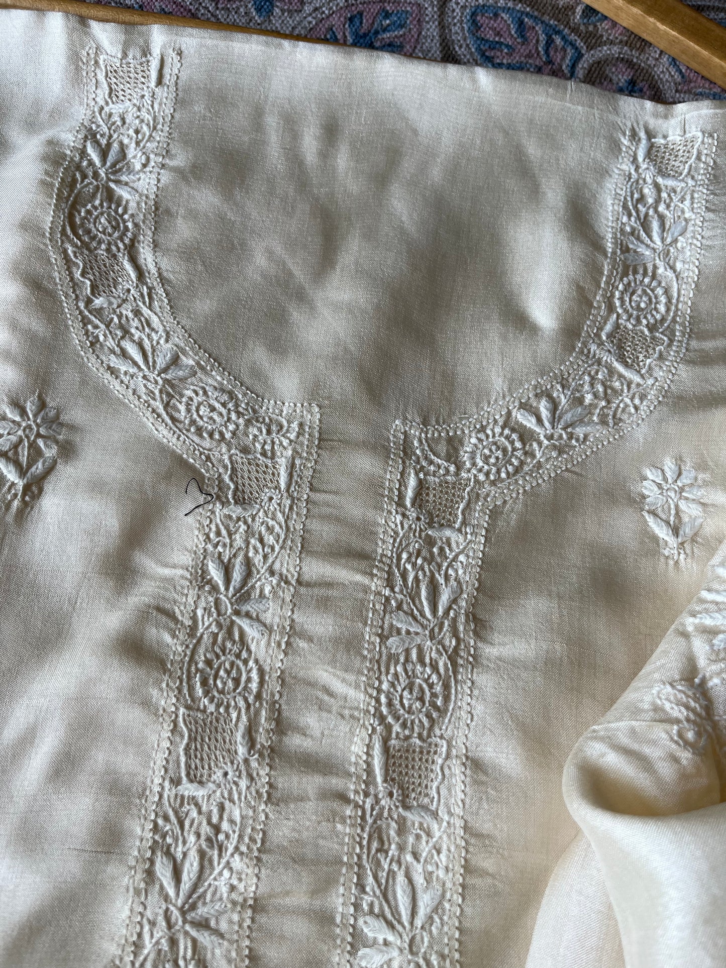 Tussar Silk Chikankari kurta Dupatta