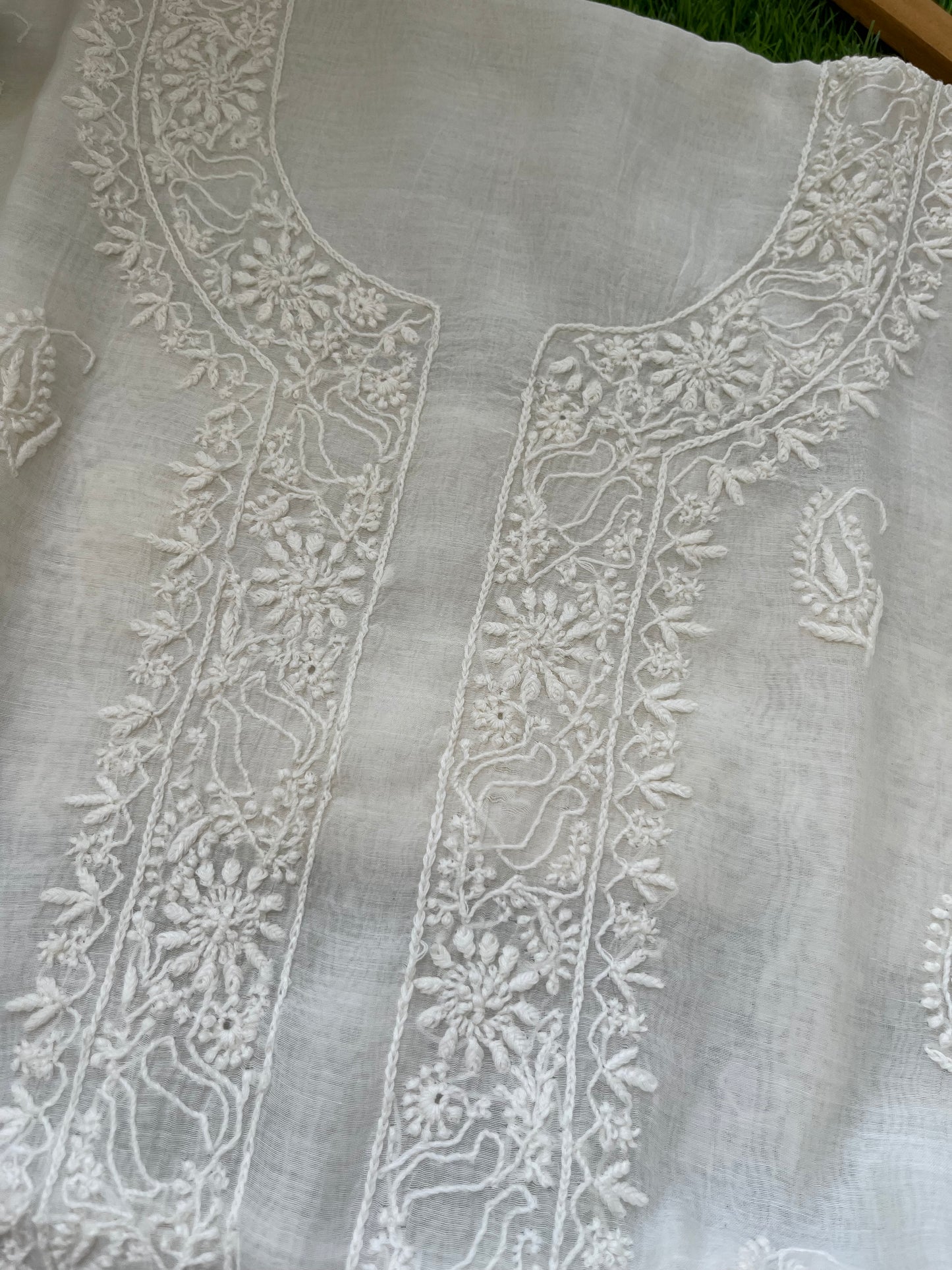 Chanderi chikankari kurta