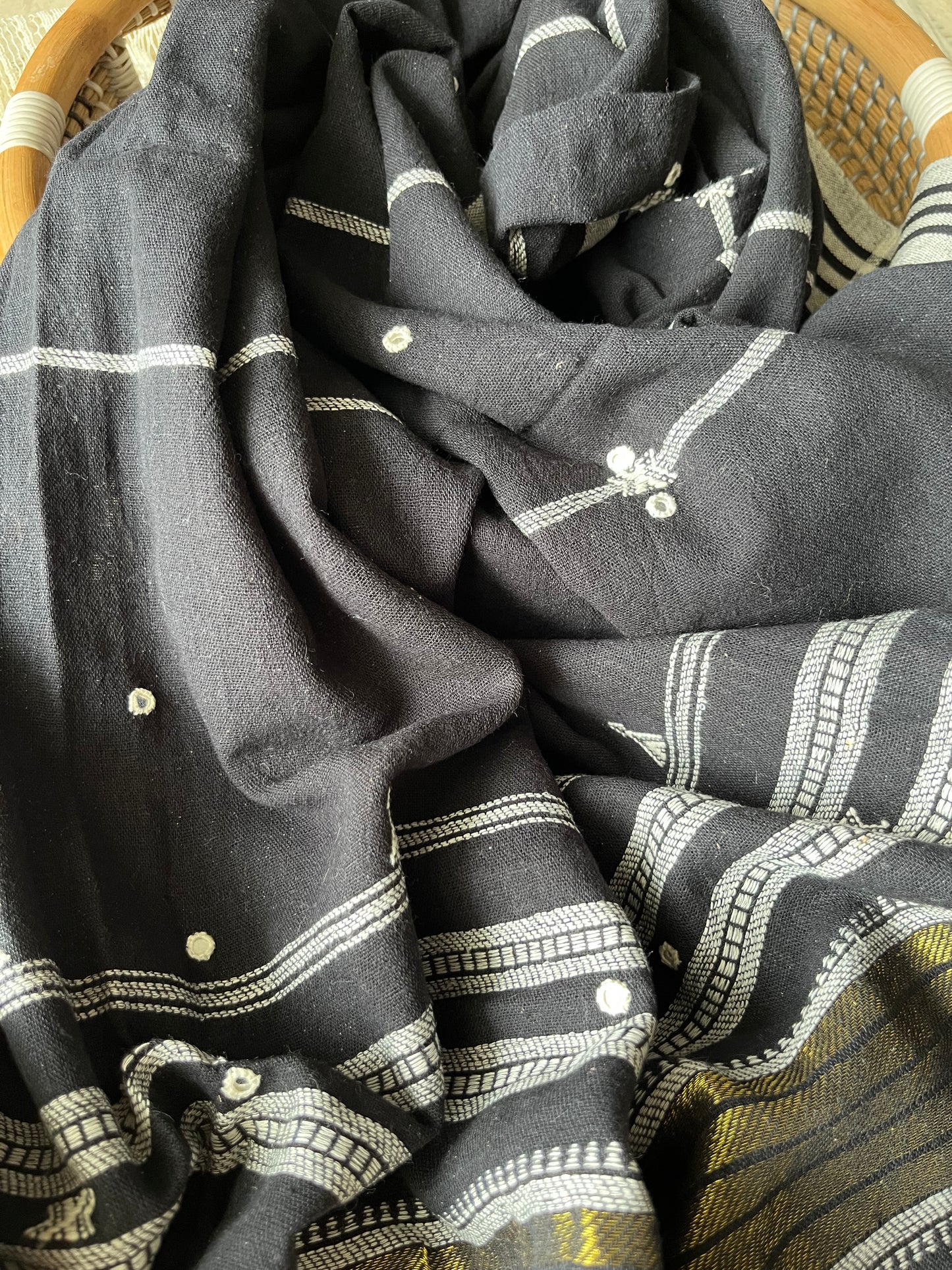 Handwoven organic kala Cotton kurta bottom dupatta