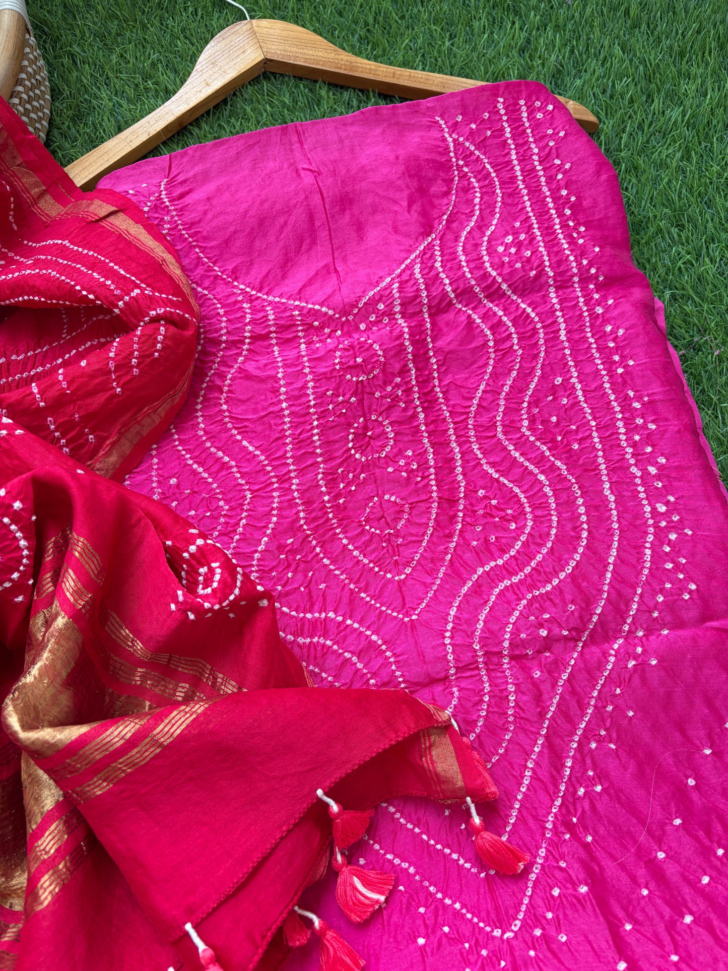 Chanderi Bandhani kurta dupatta