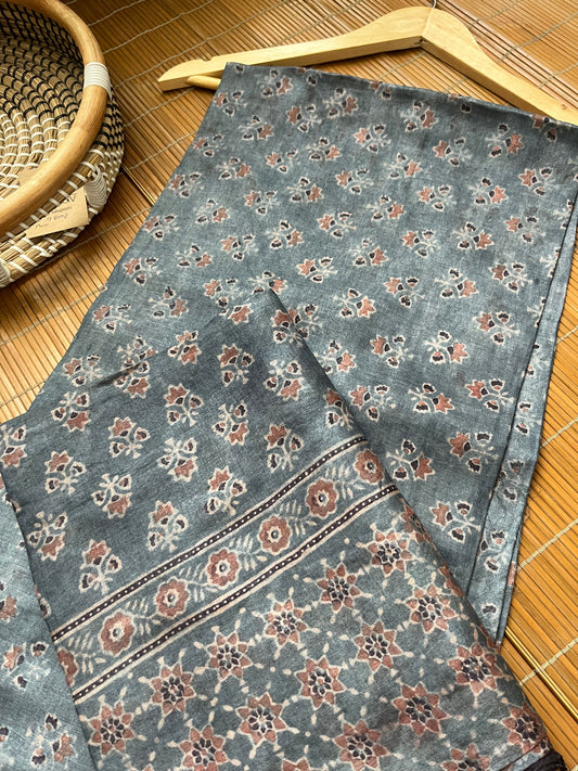 Tussar silk Ajrakh Kurta and dupatta