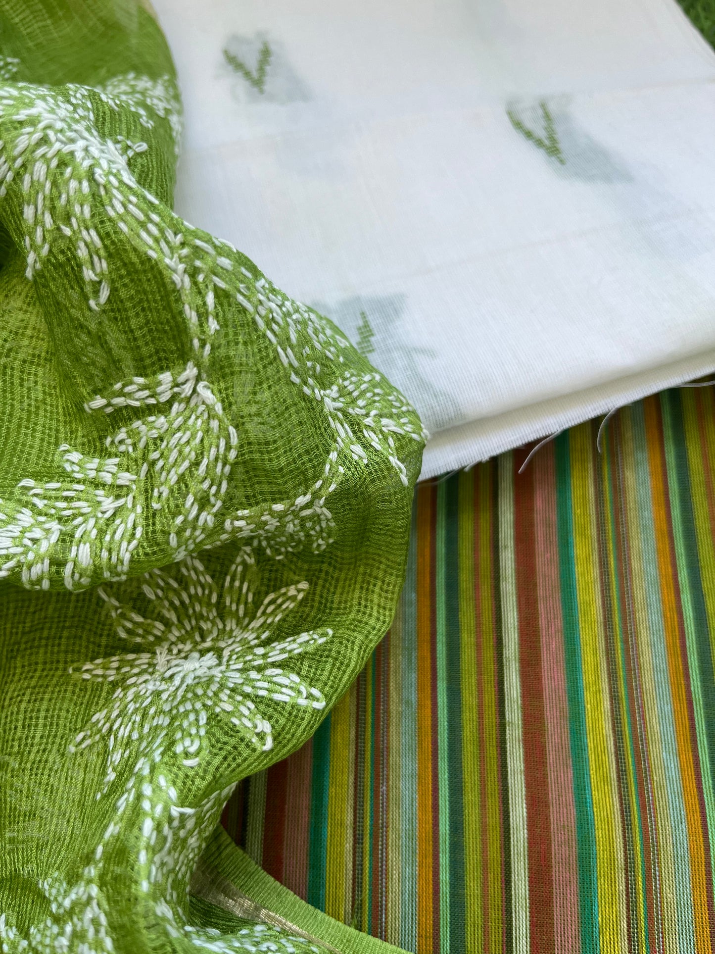 Kota silk chikankari Dupatta Mangalgiri cotton kurta bottom fabric