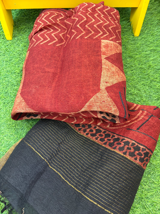 Linen Ajrakh Kurta and dupatta