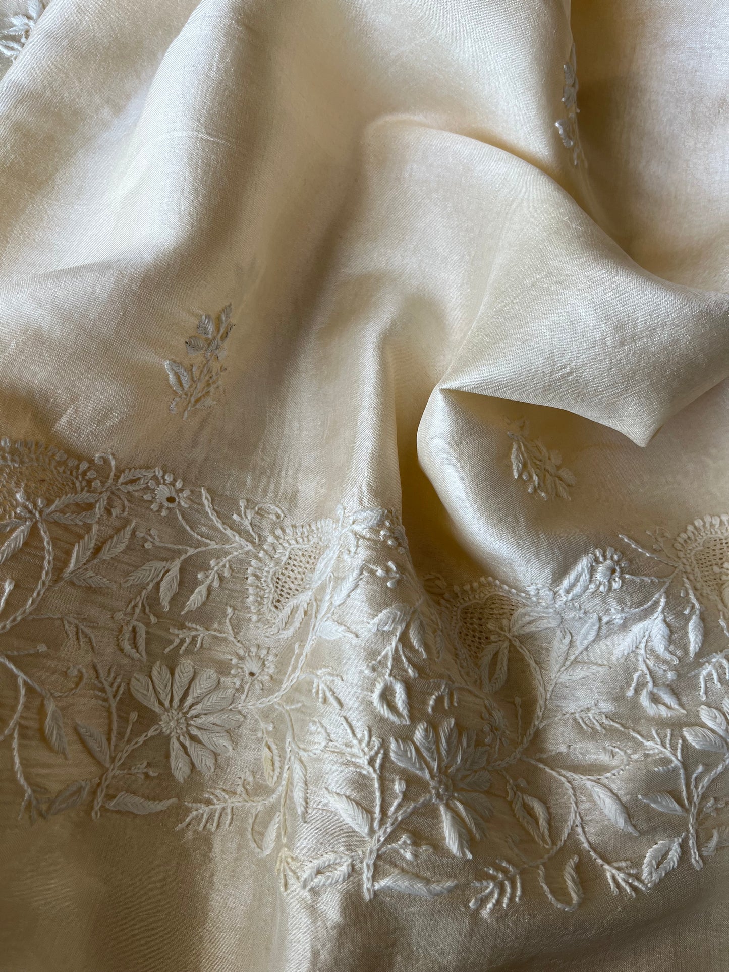 Tussar Silk Chikankari kurta Dupatta