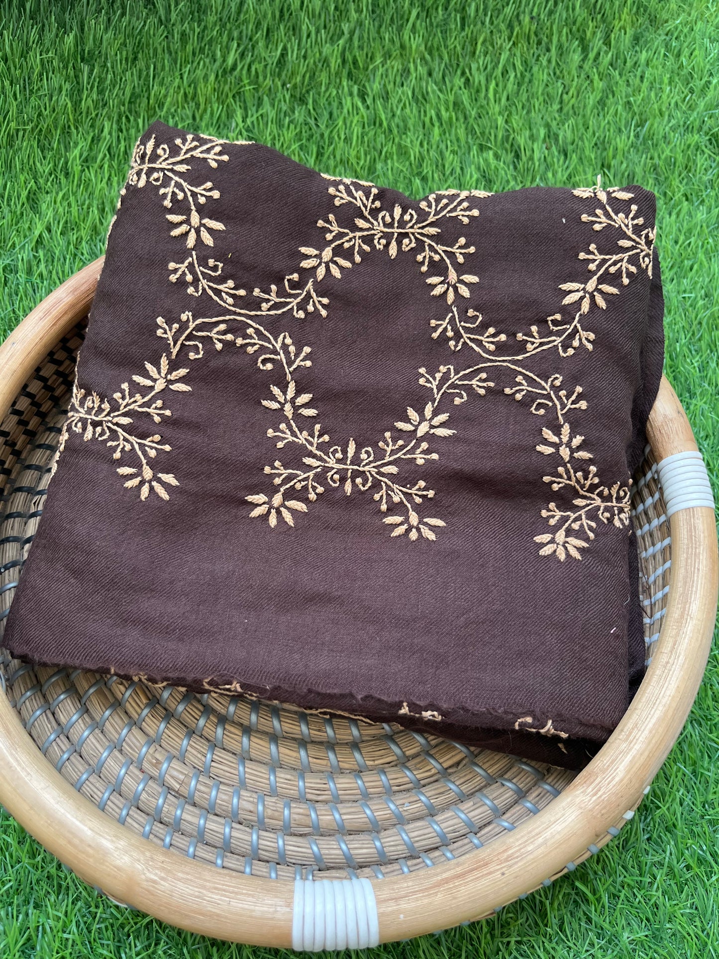 Pure wool chikankari shawl