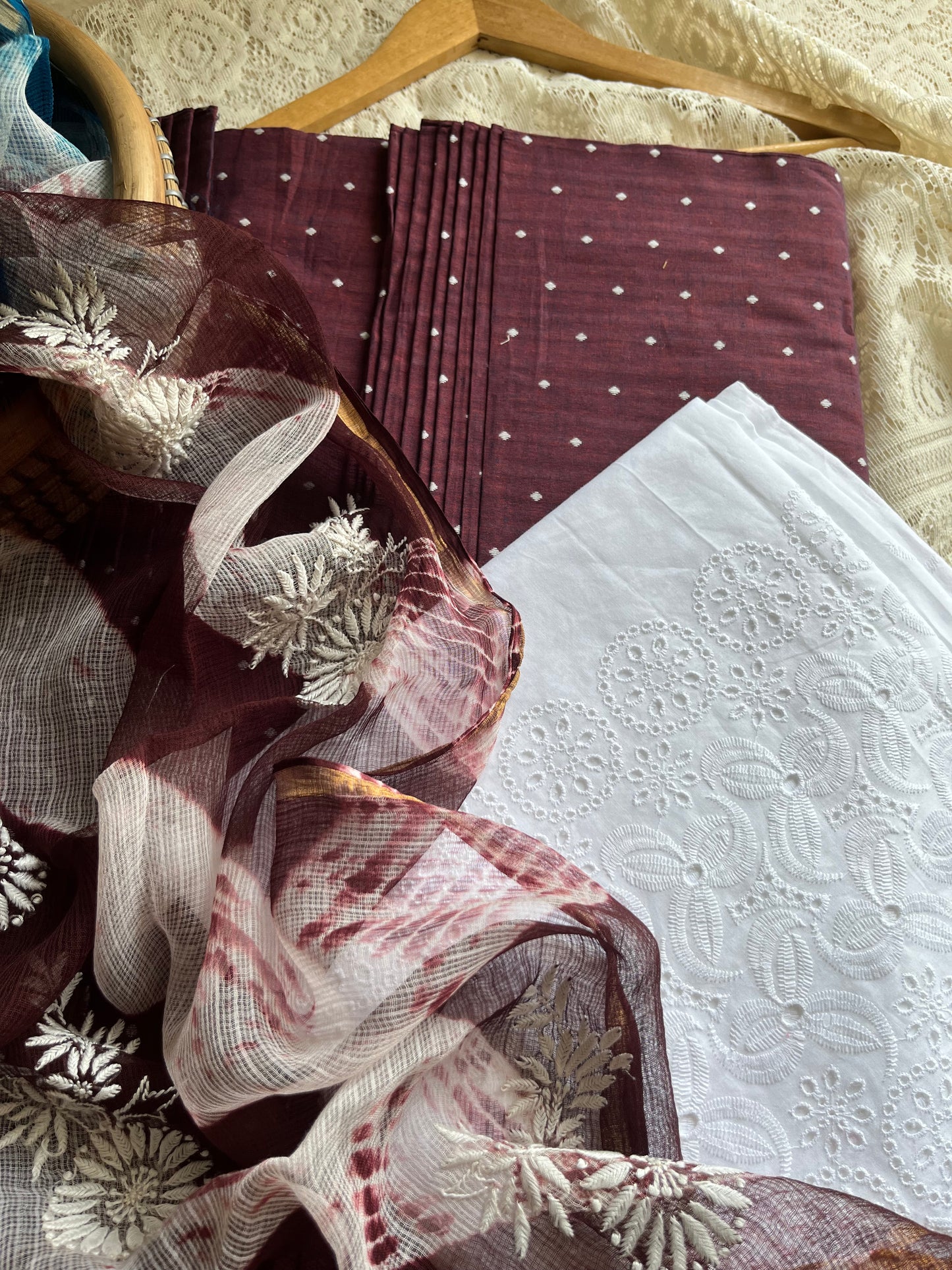 Mangalgiri Cotton kurta hakoba bottom Kota Doria dupatta