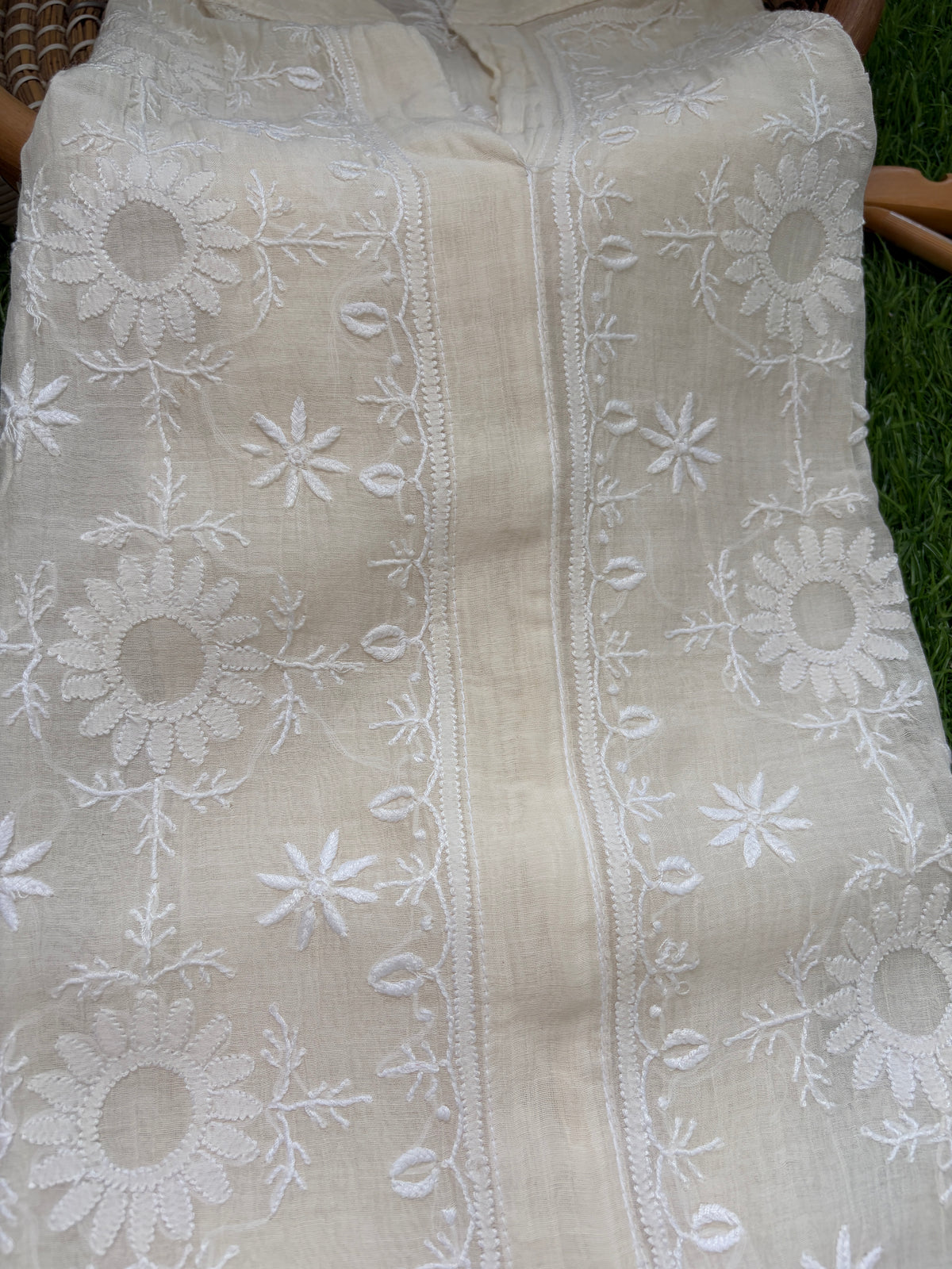 Chanderi chikan shirt and a-bottom-coord set