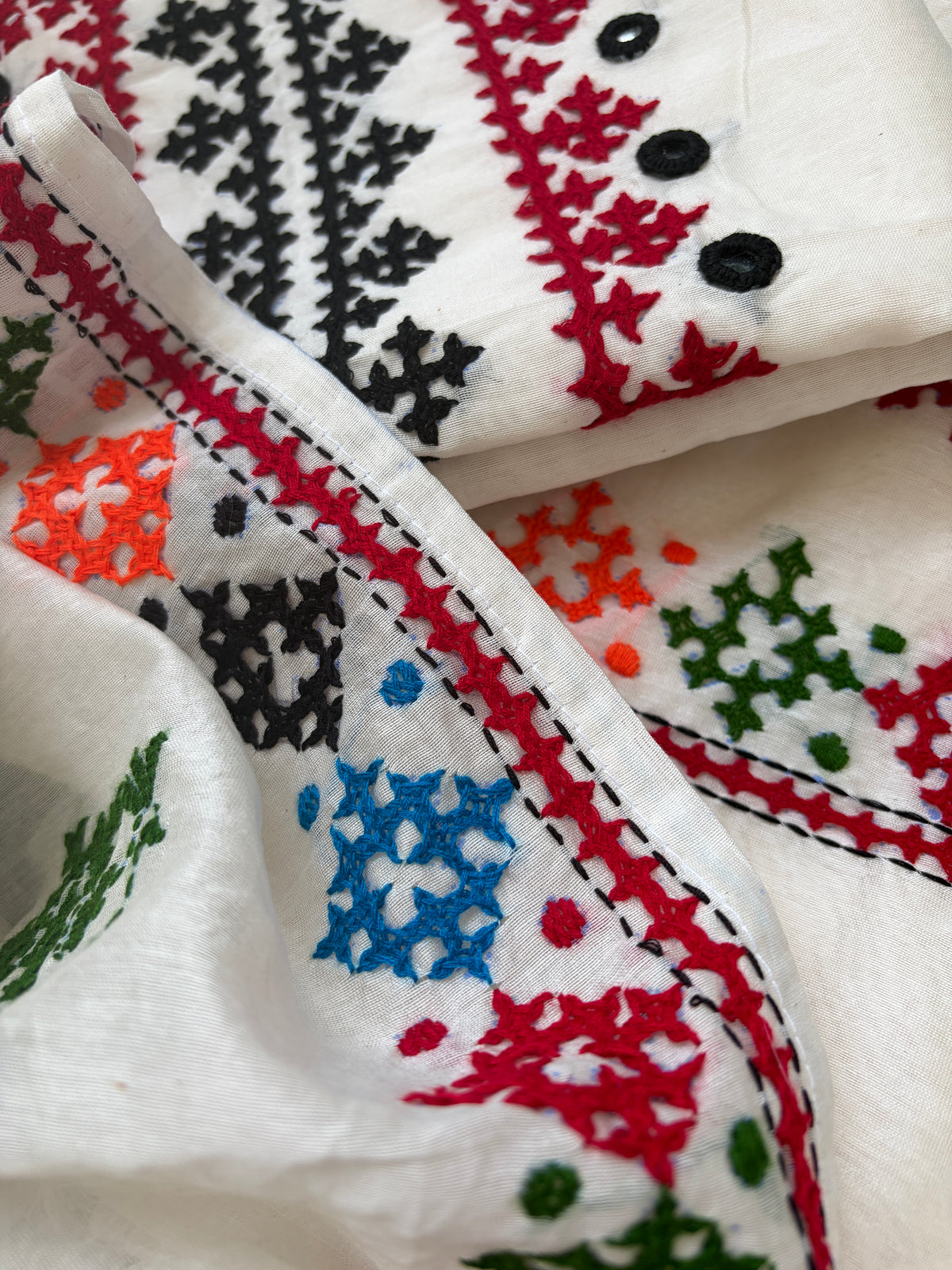 Chanderi Silk sindhi work kurta bottom and dupatta