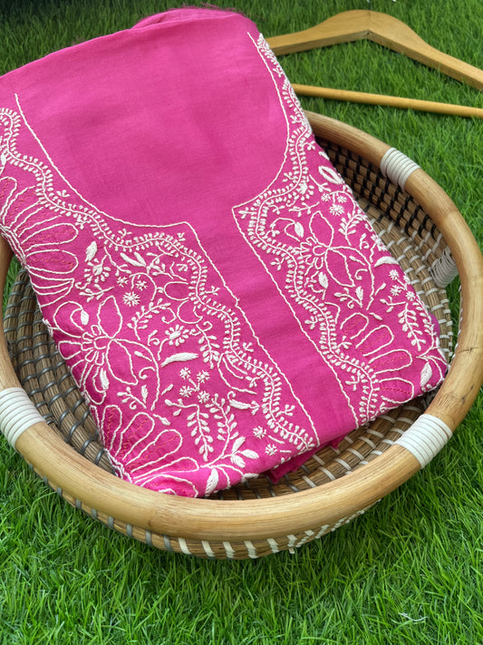 Chanderi chikankari kurta