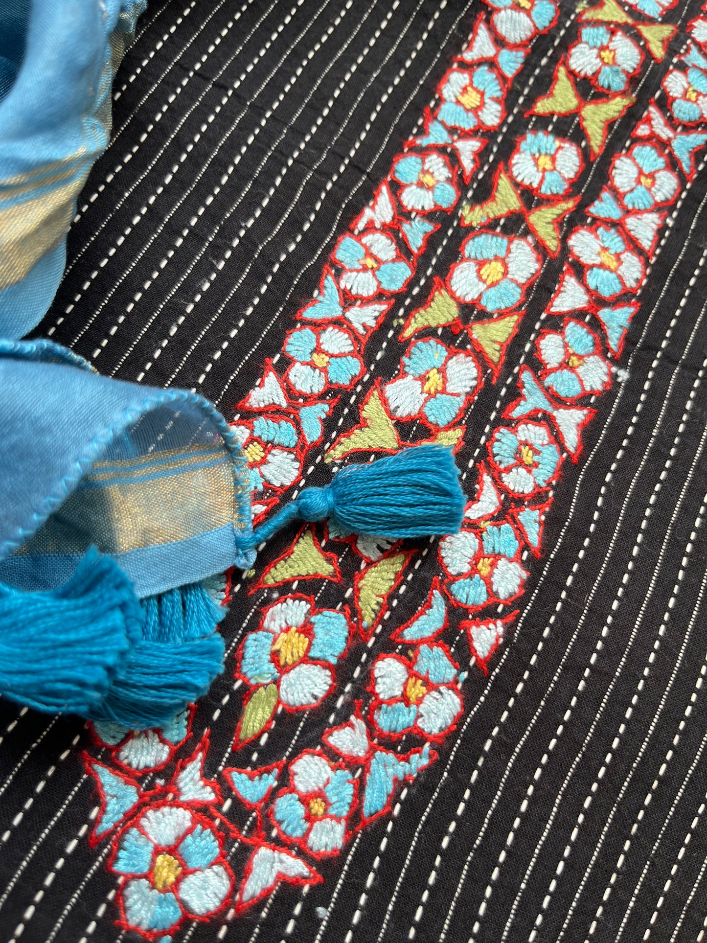 Cotton kashmiri work kurta bandhani Dupatta