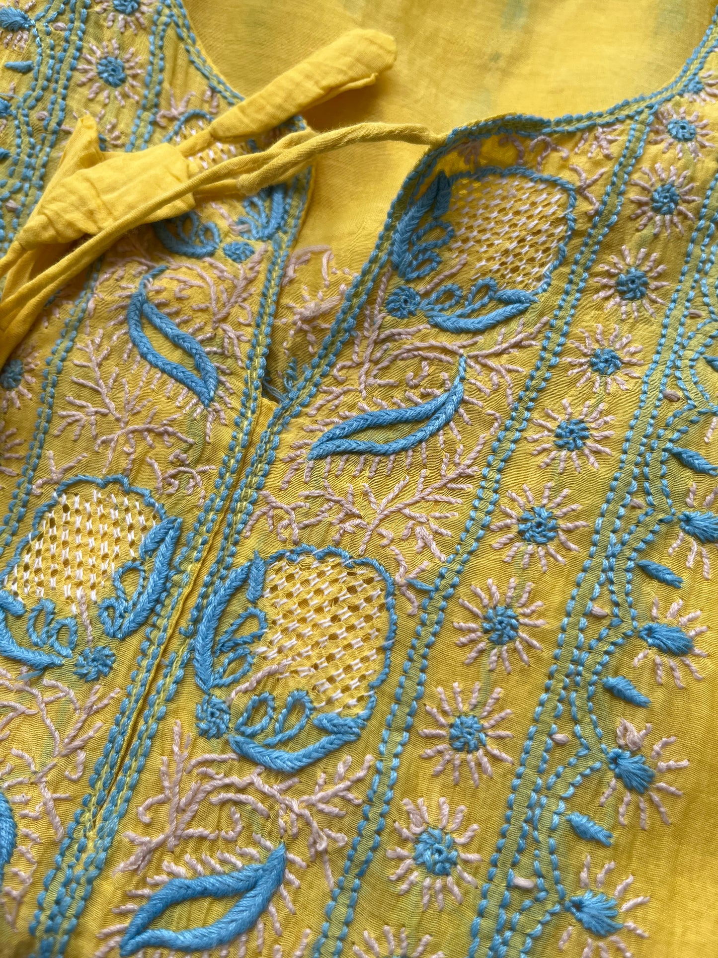 Chanderi Chikankari Kurta silk Dupatta