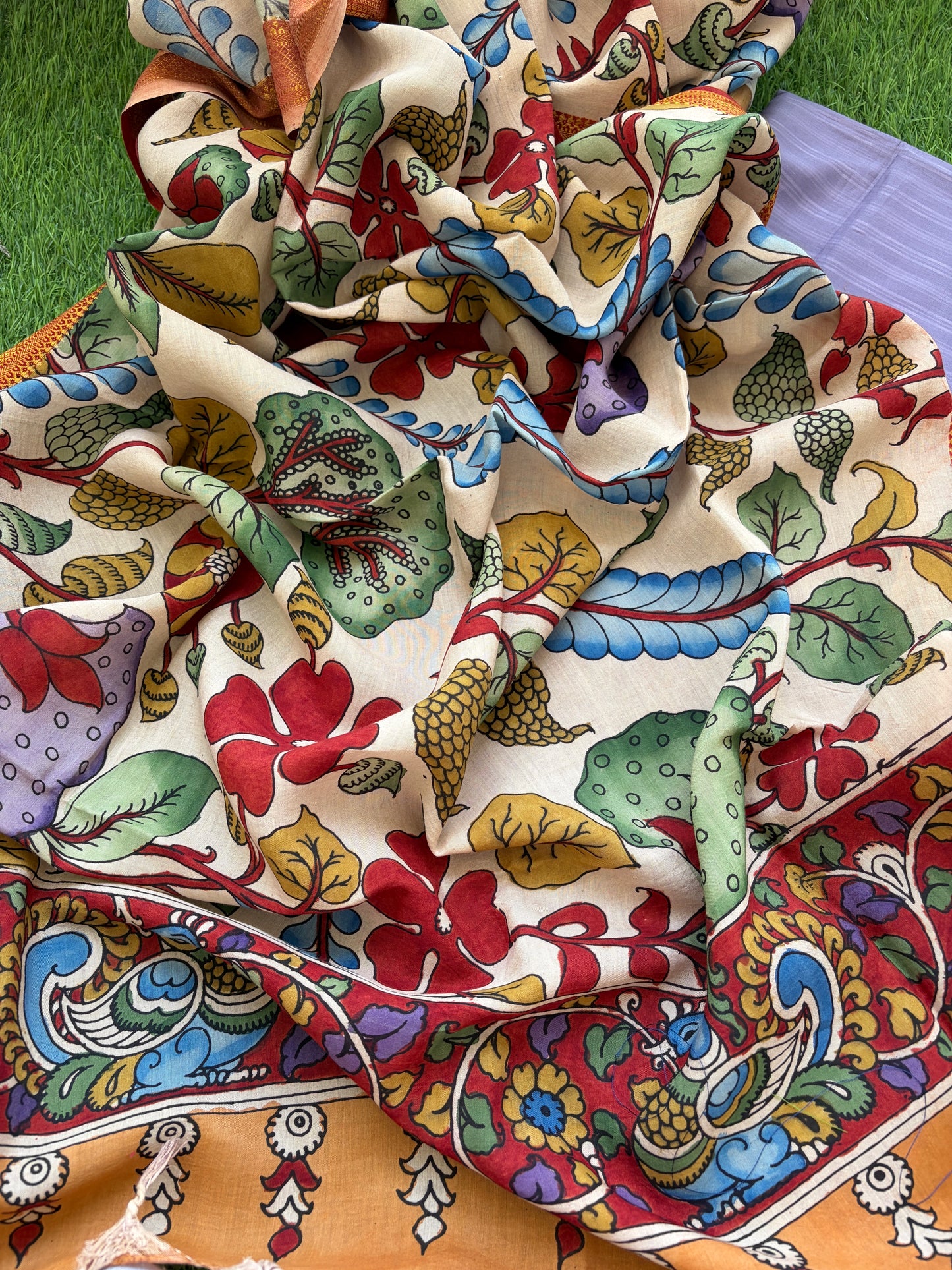Kalamkari Dupatta with cotton kurta Bottom Fabric