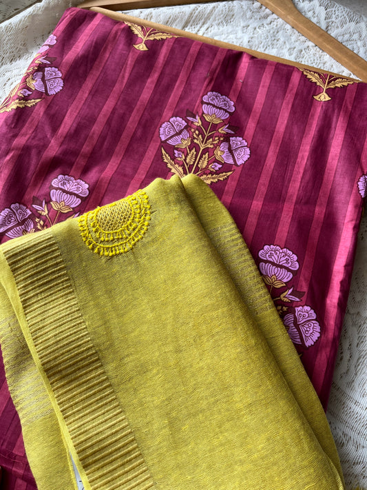 Cotton block print kurta bottom fabric chikan work dupatta