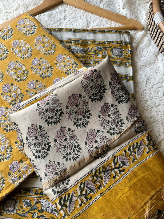 Cotton kurta bottom chanderi dupatta