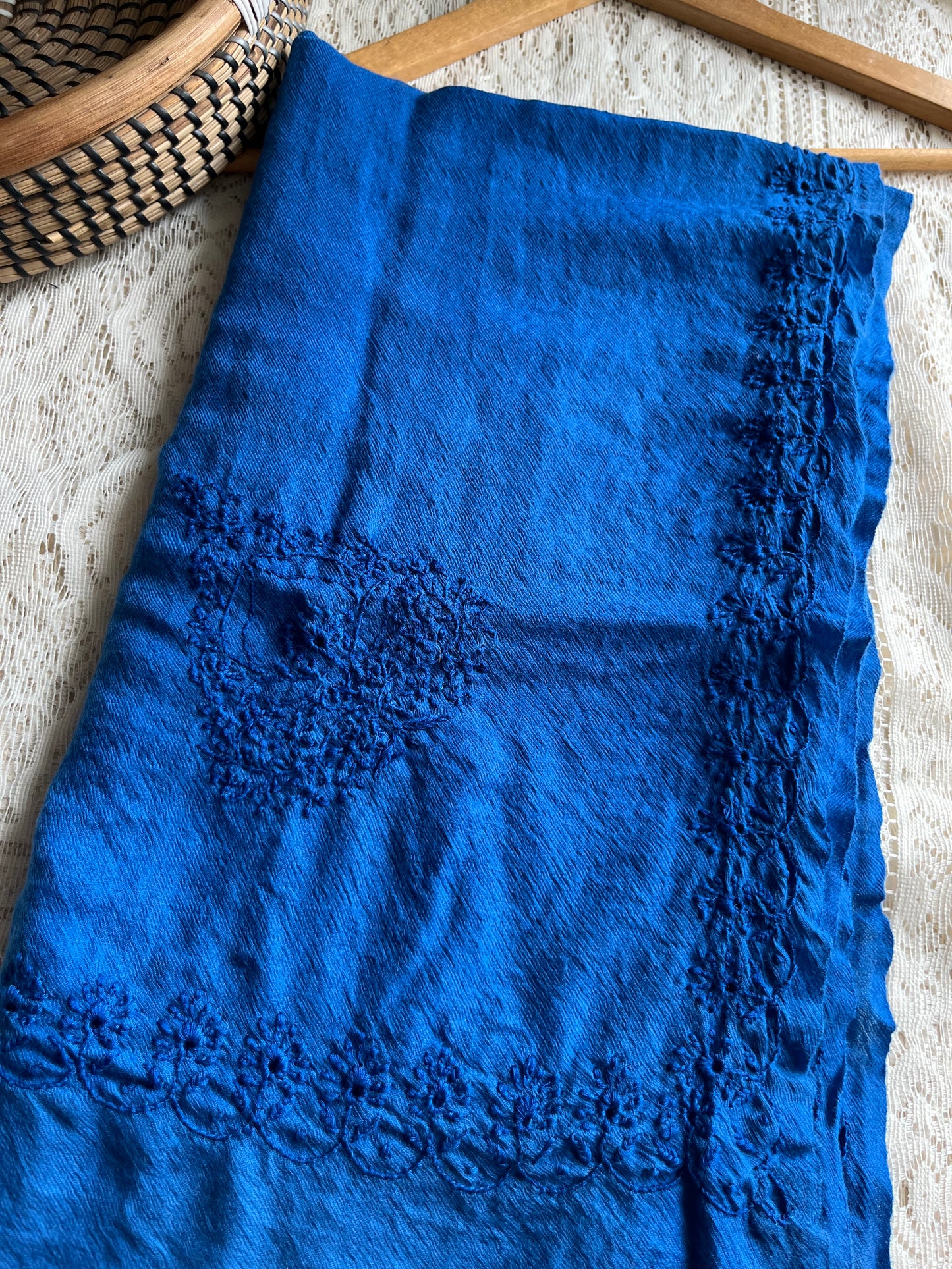 Pure wool chikankari shawl