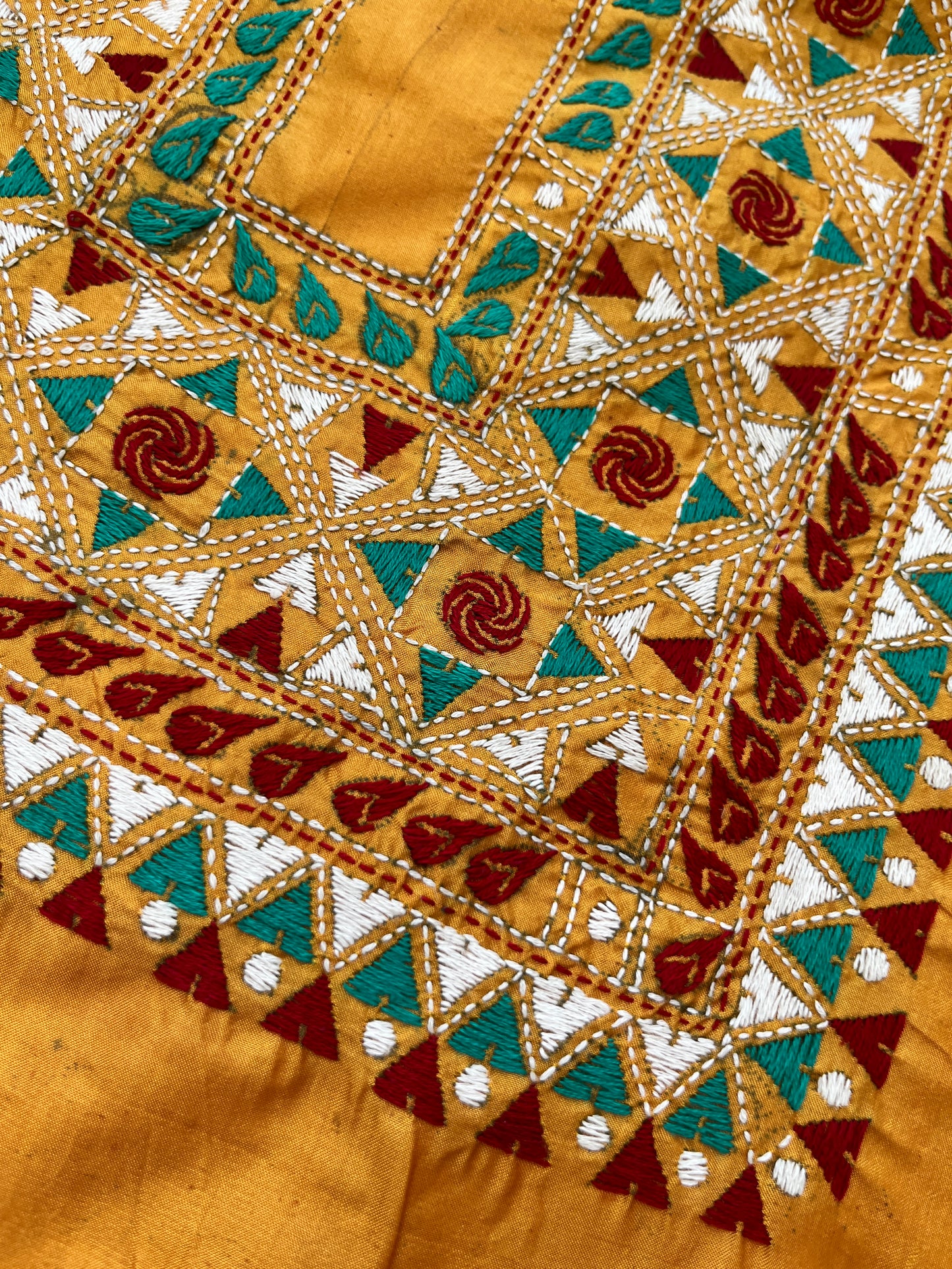 Silk Kantha work kurta fabric
