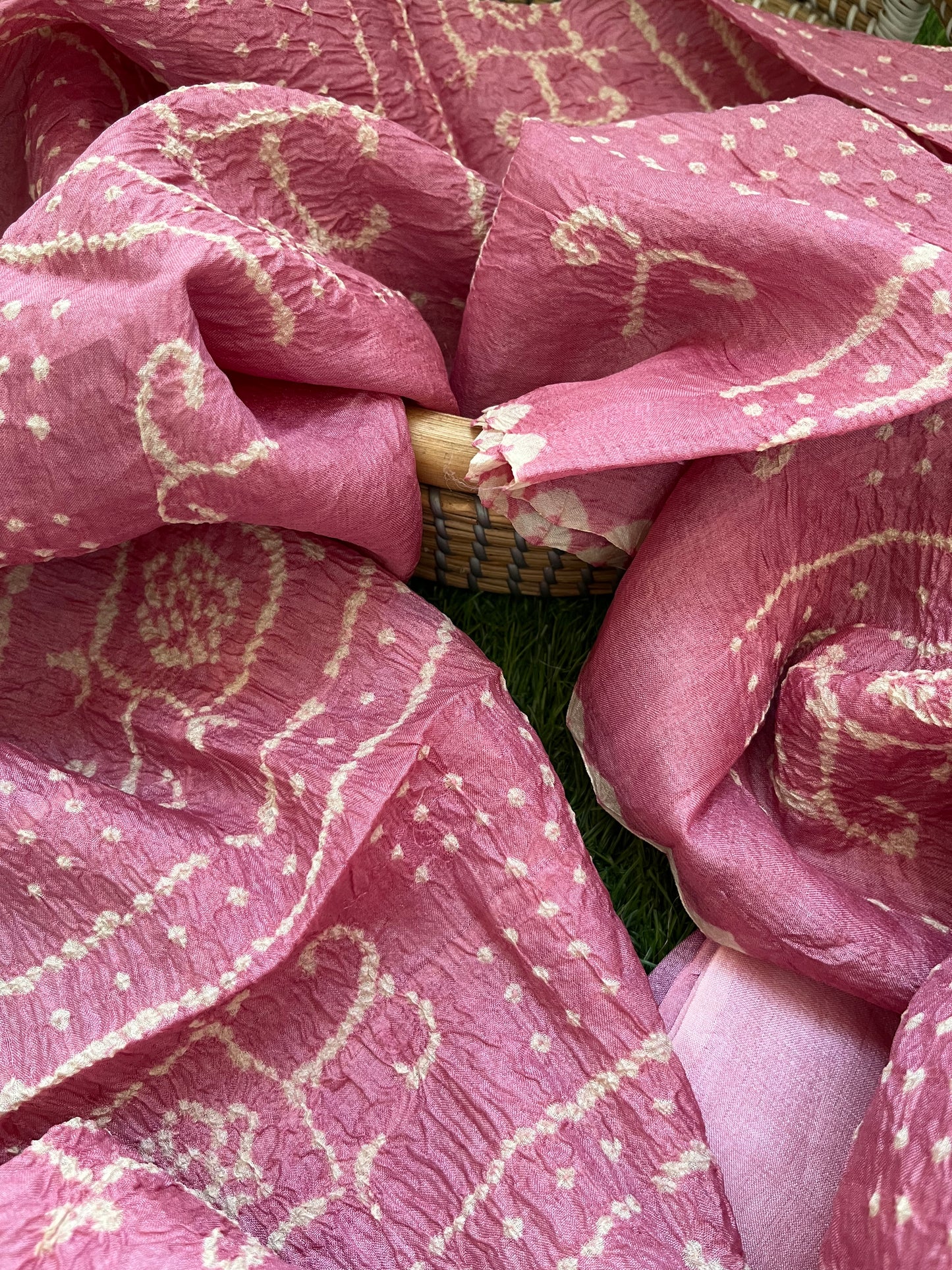 Tussar silk Bandhani dupatta plain kurta