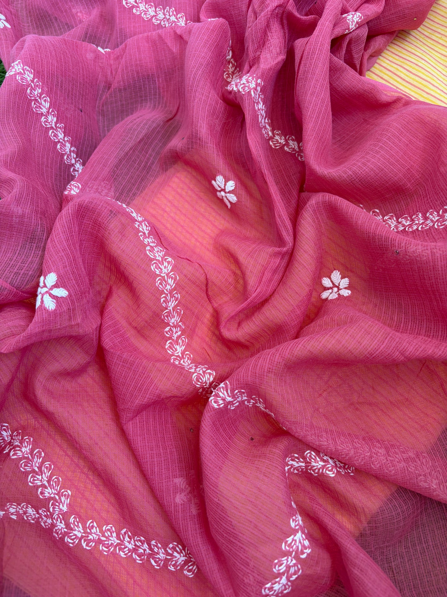 Khadi kurta Kota Doria chikankari dupatta