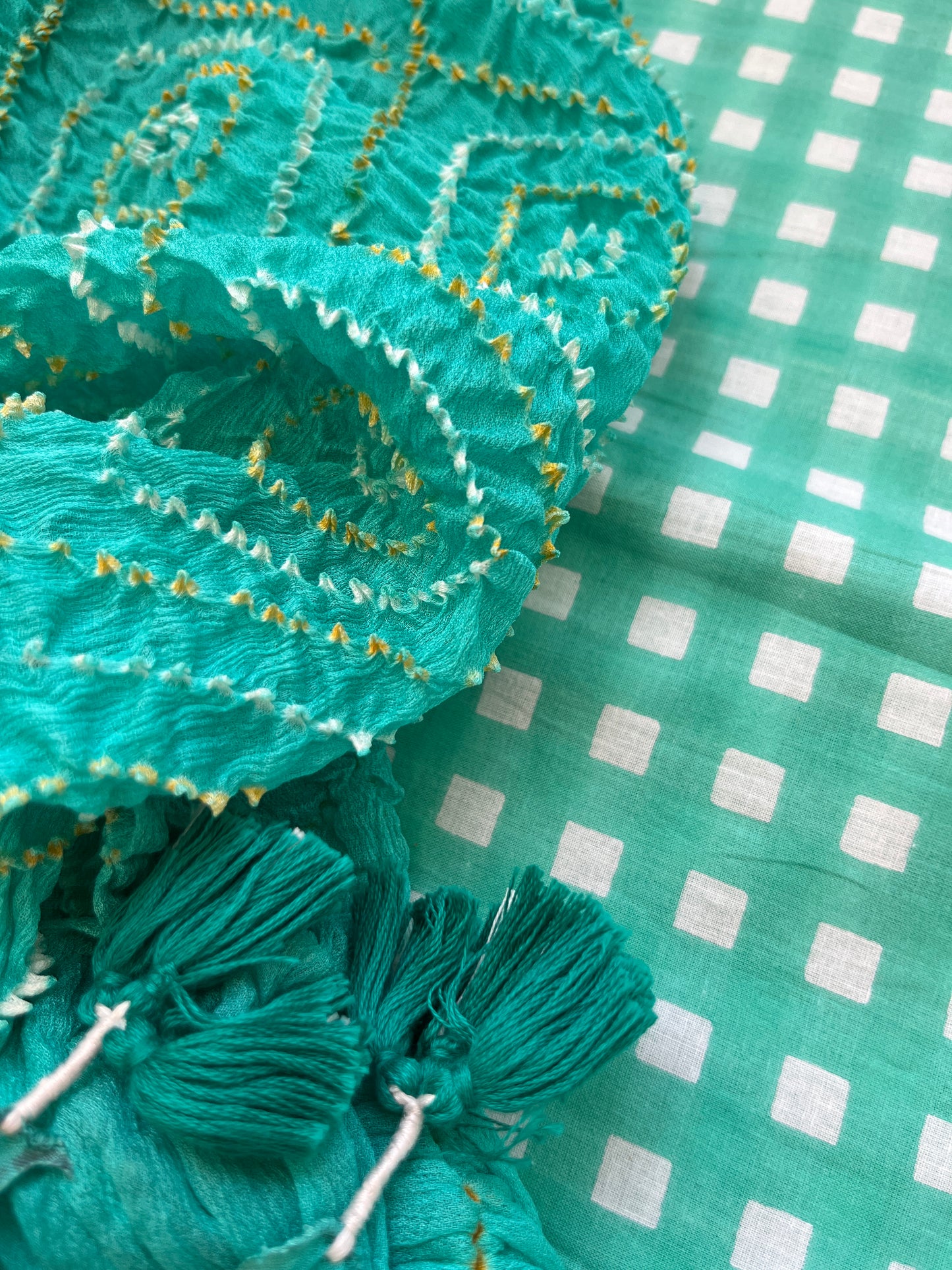 Cotton kurta bottom pure chinon bandhani dupatta