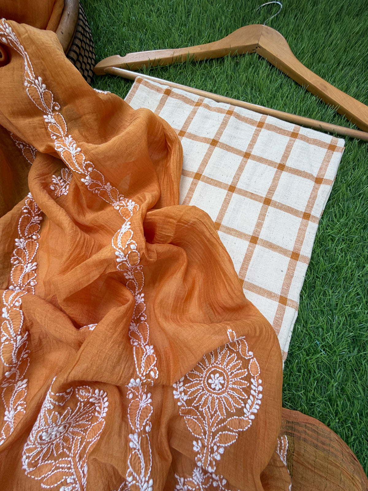 Kala Cotton check Kurta and dupatta