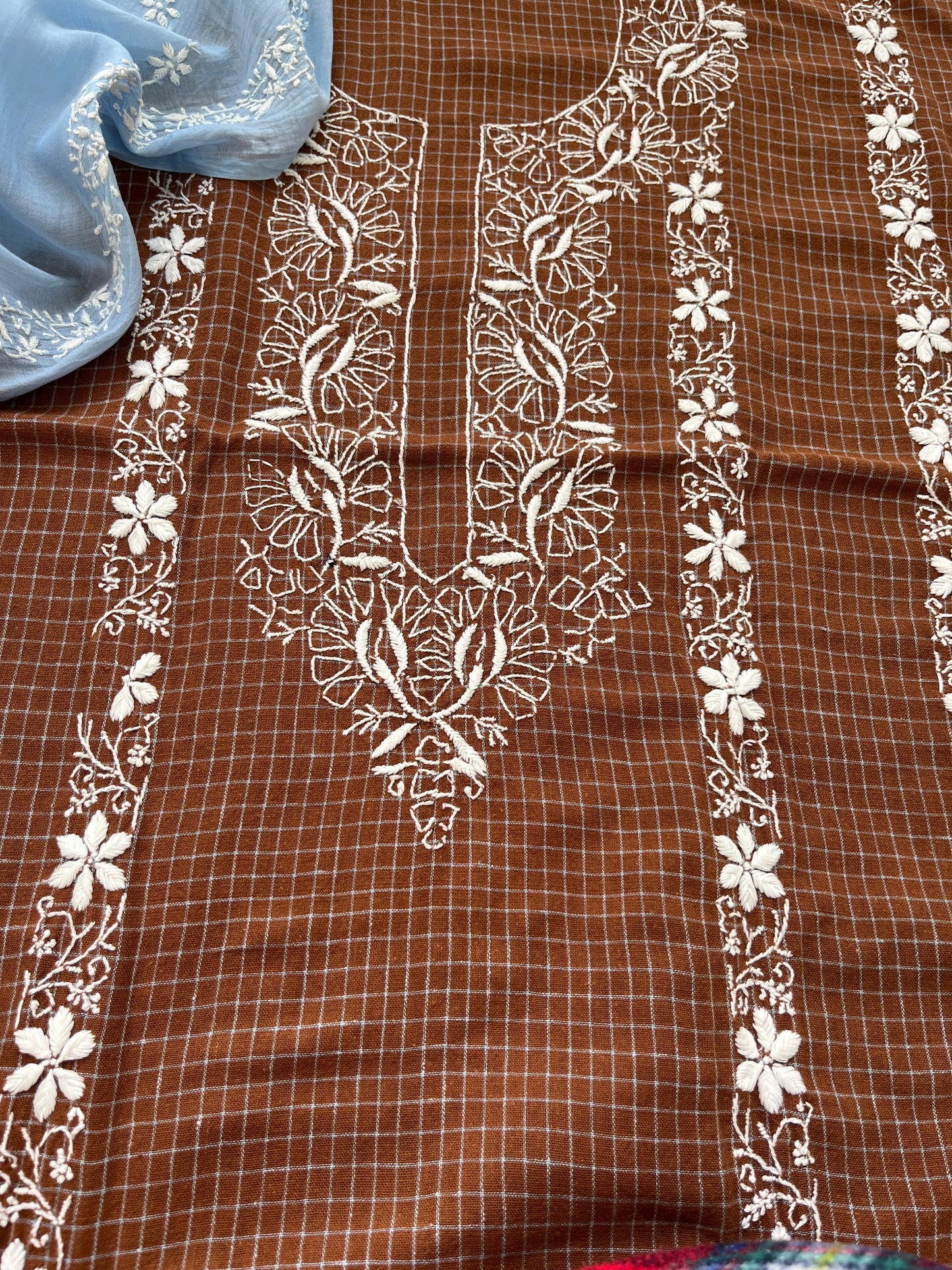 Kala cotton chikan kurta chanderi dupatta