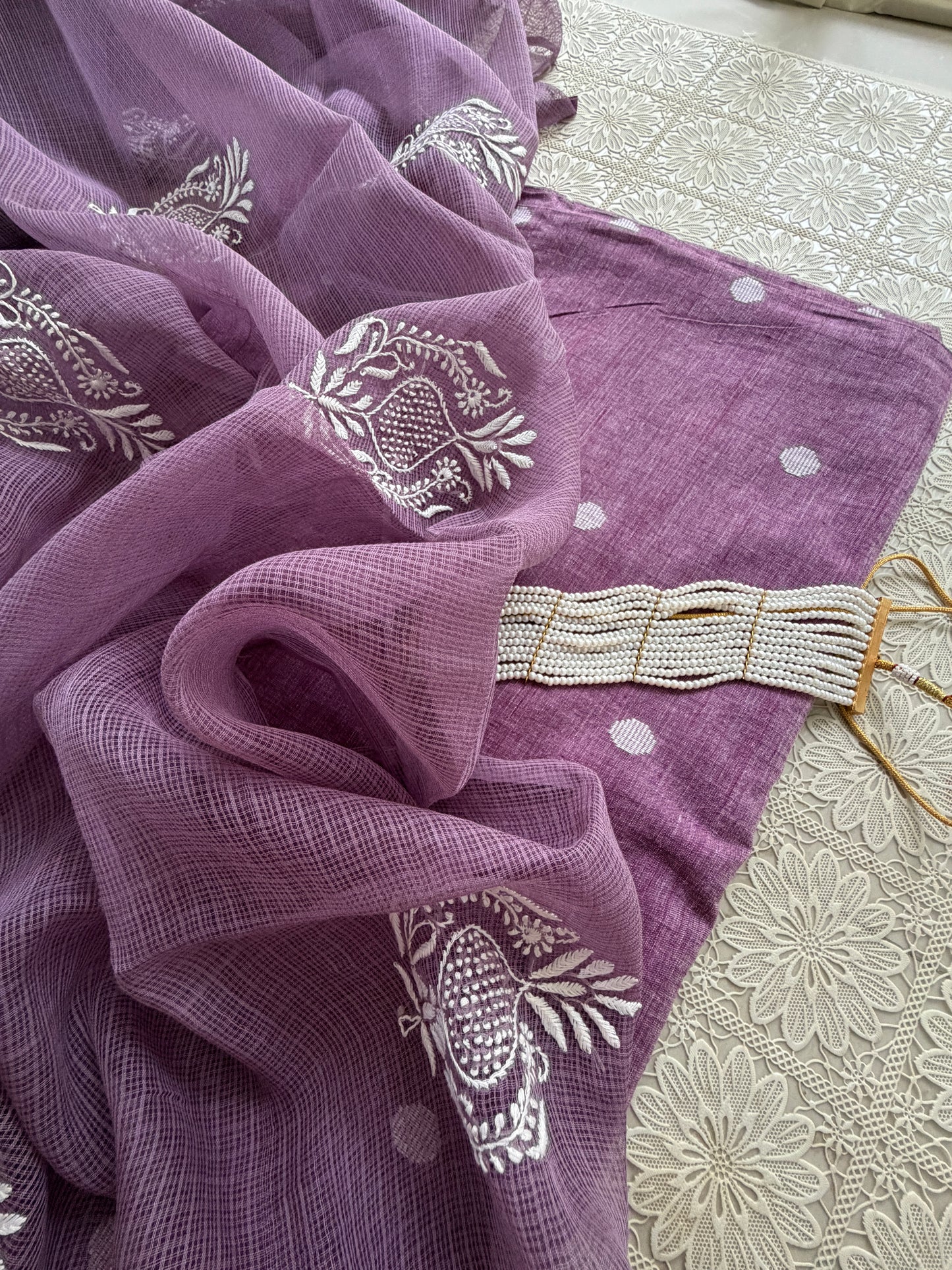Mangalgiri kurta Kota Doria chikankari dupatta
