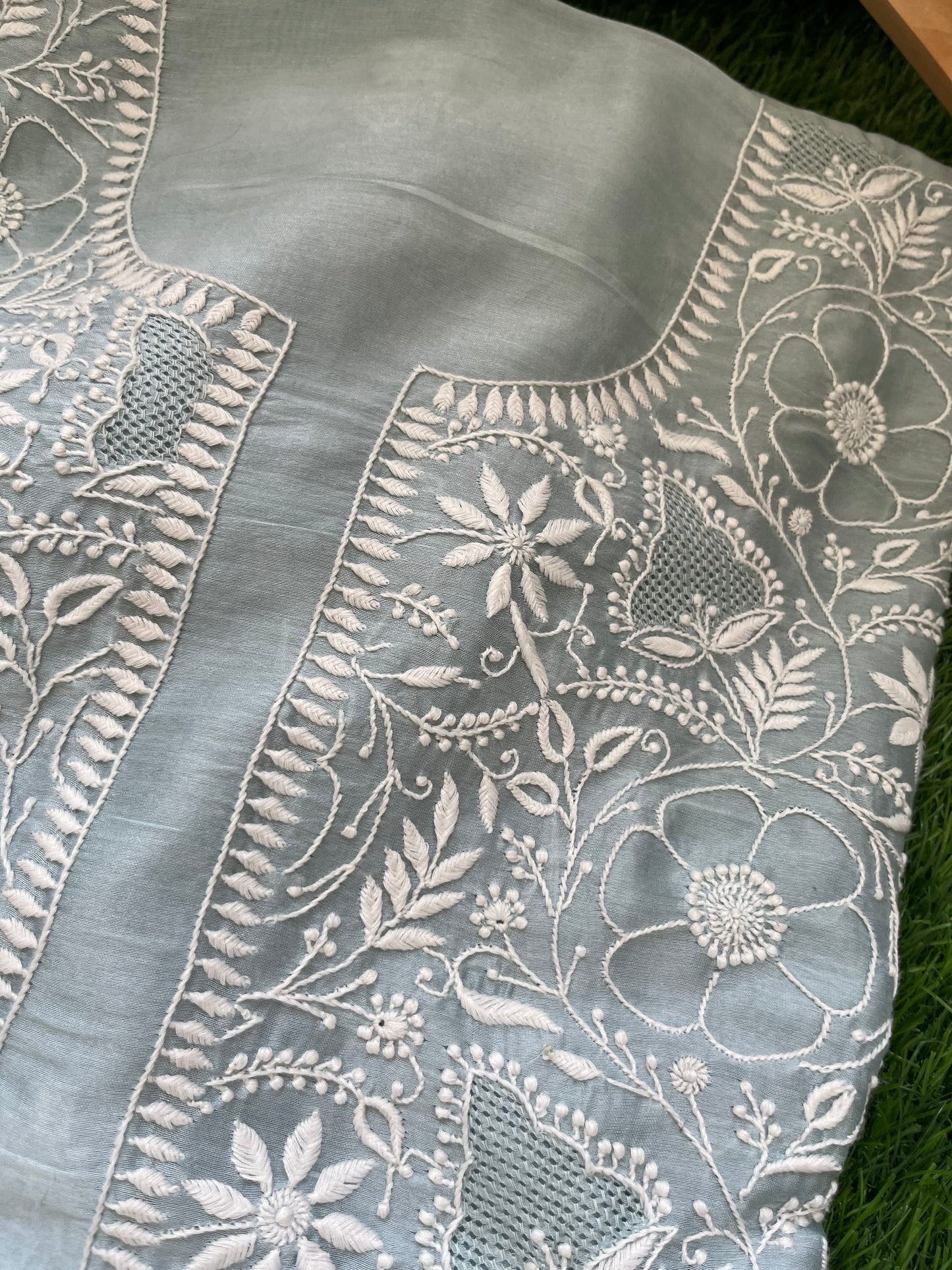 Chanderi chikankari kurta
