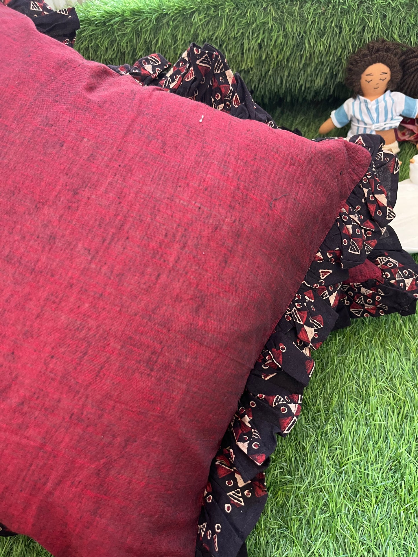 Cotton block print cushion cover set