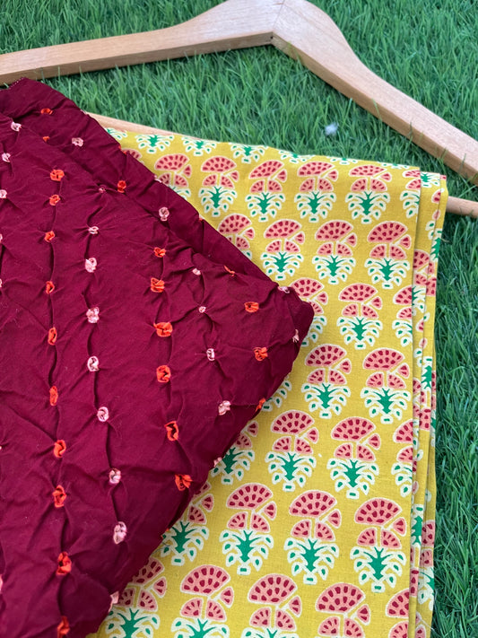 Cotton bandhani and print kurta Bottom