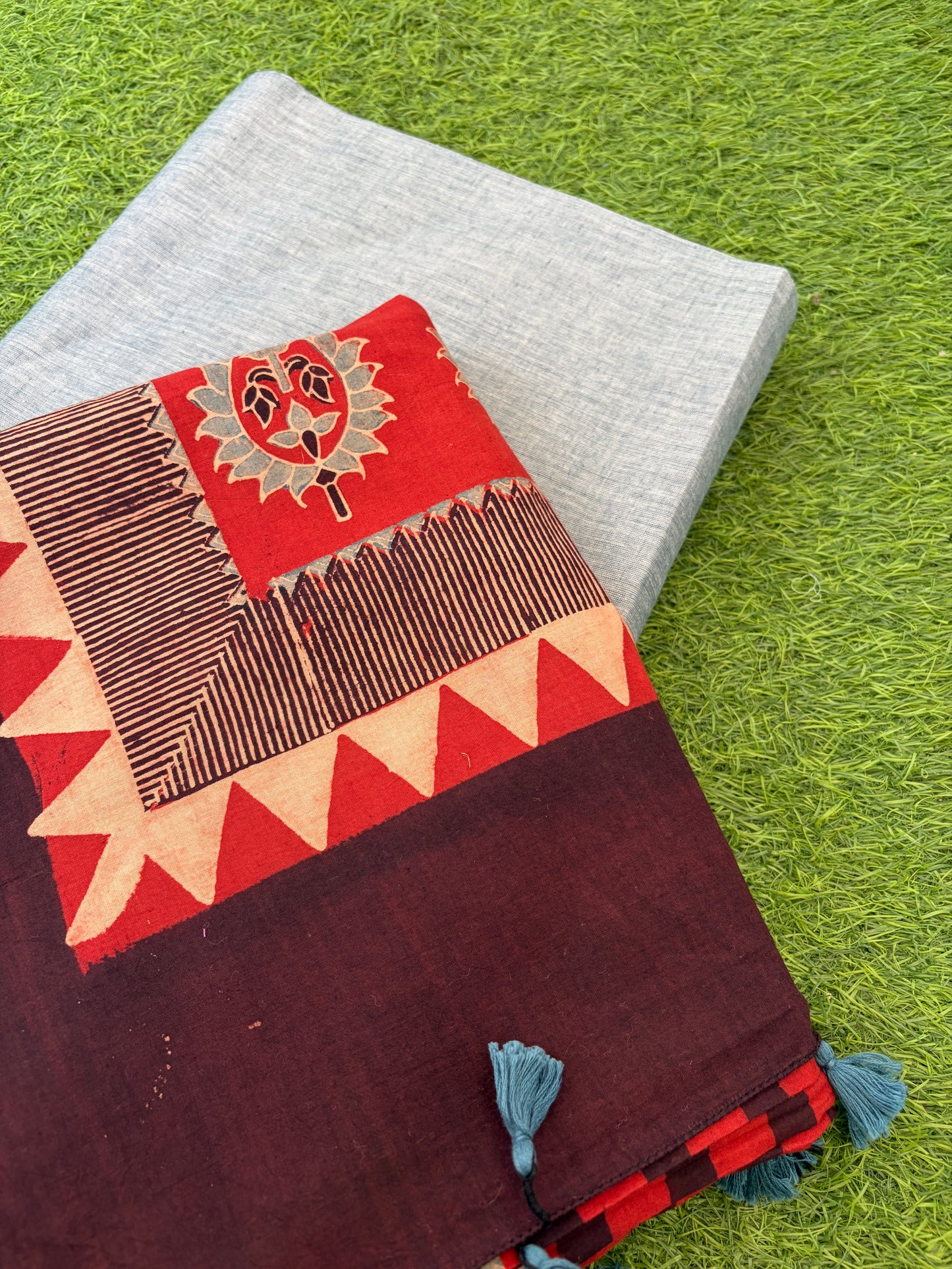 Mangalgiri kurta Bottom and ajrakh dupatta