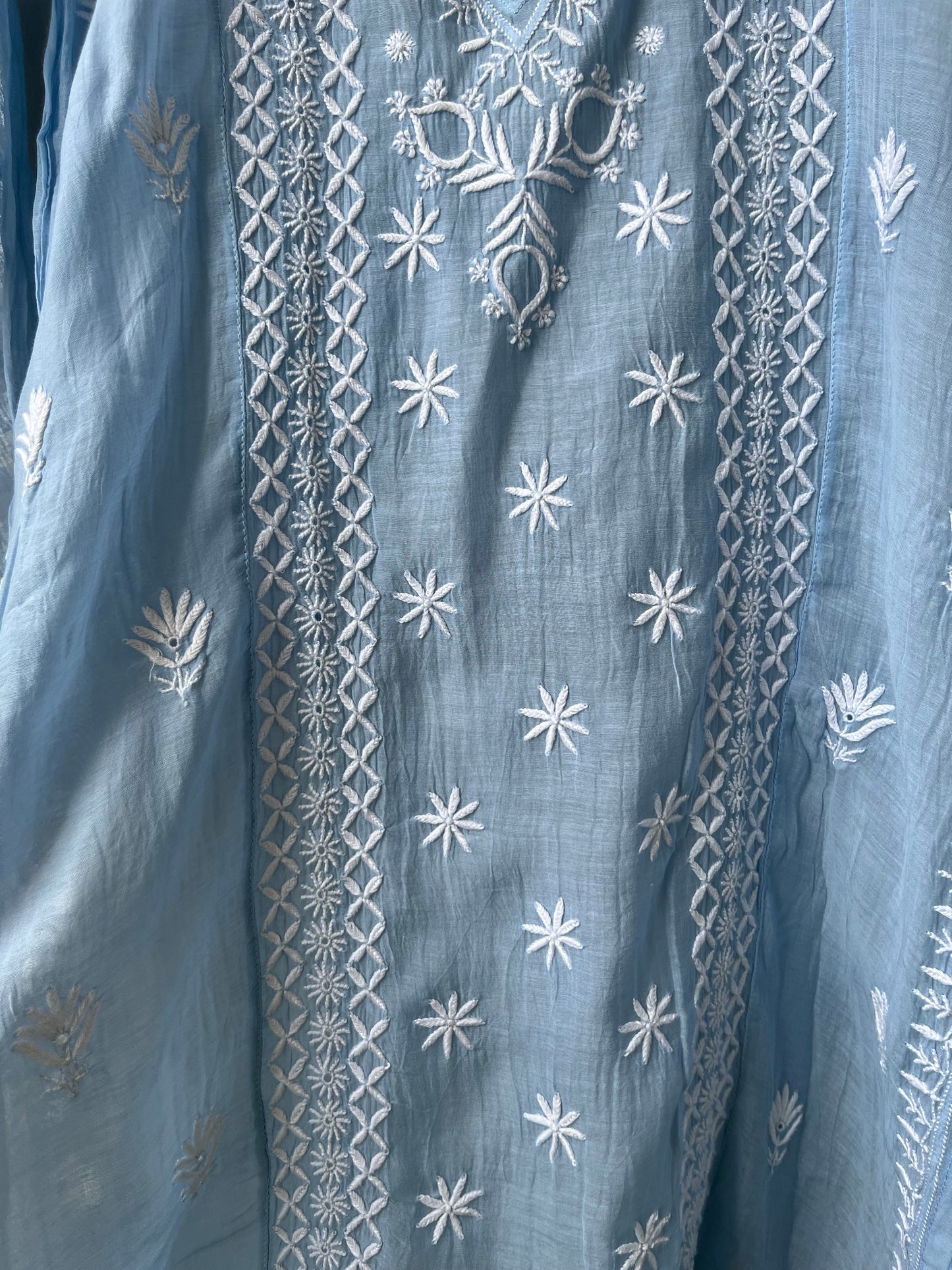 Chanderi chikan work short Kurti