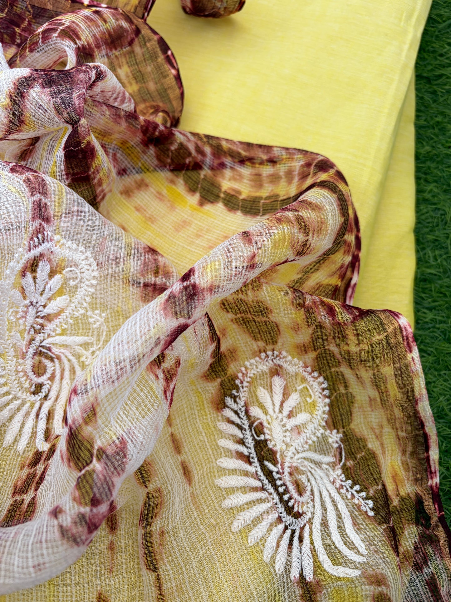 Mangalgiri kurta bottom Kota Doria chikankari dupatta