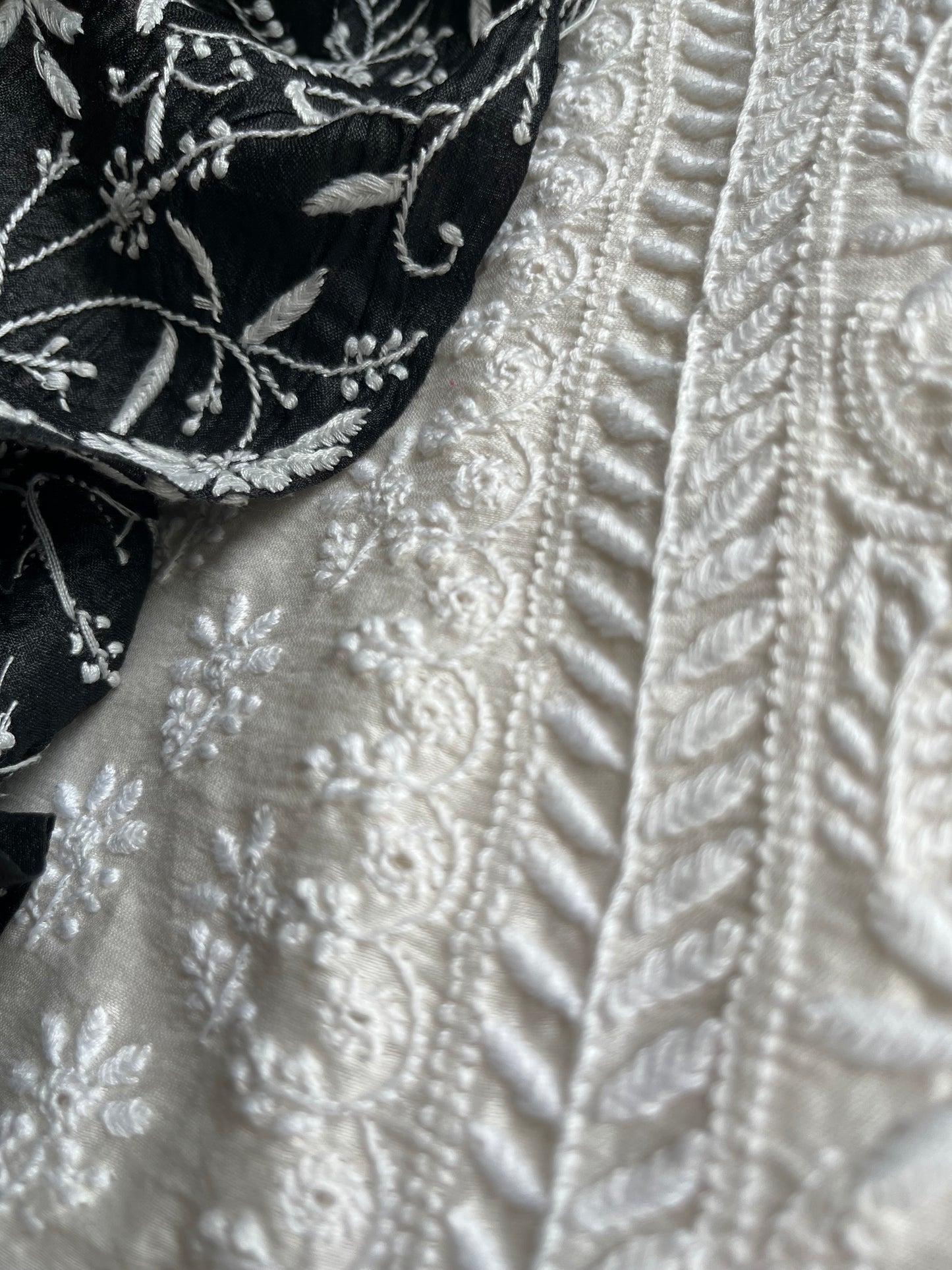 Chanderi Chikankari kurta with tussar dupatta