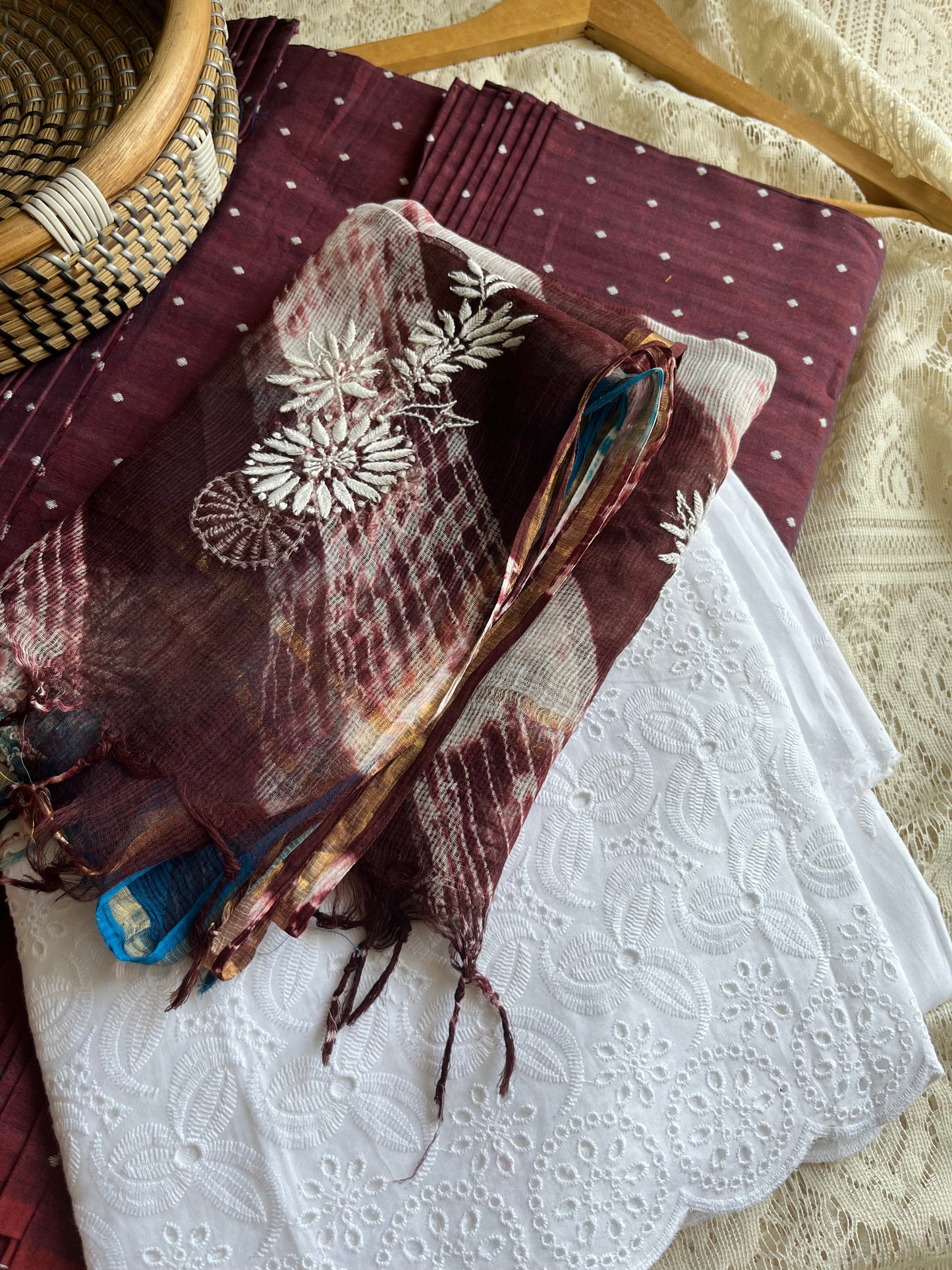 Mangalgiri Cotton kurta hakoba bottom Kota Doria dupatta