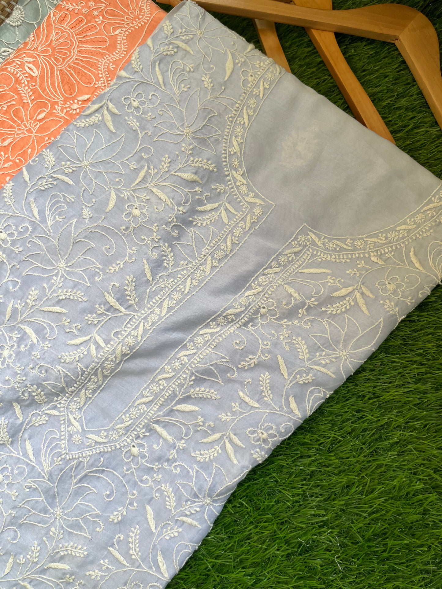 Chanderi chikankari kurta