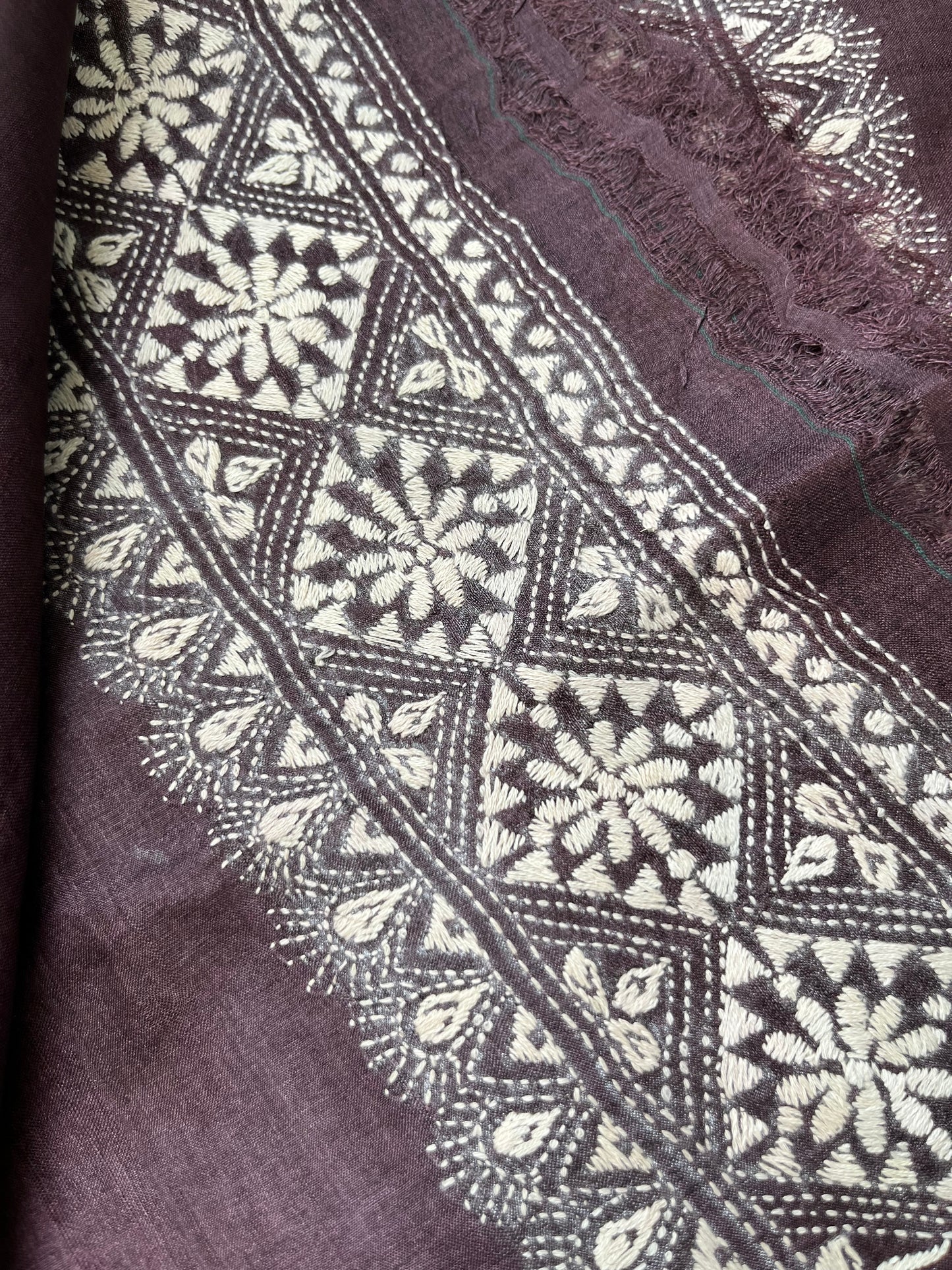 Silk Kantha work kurta fabric