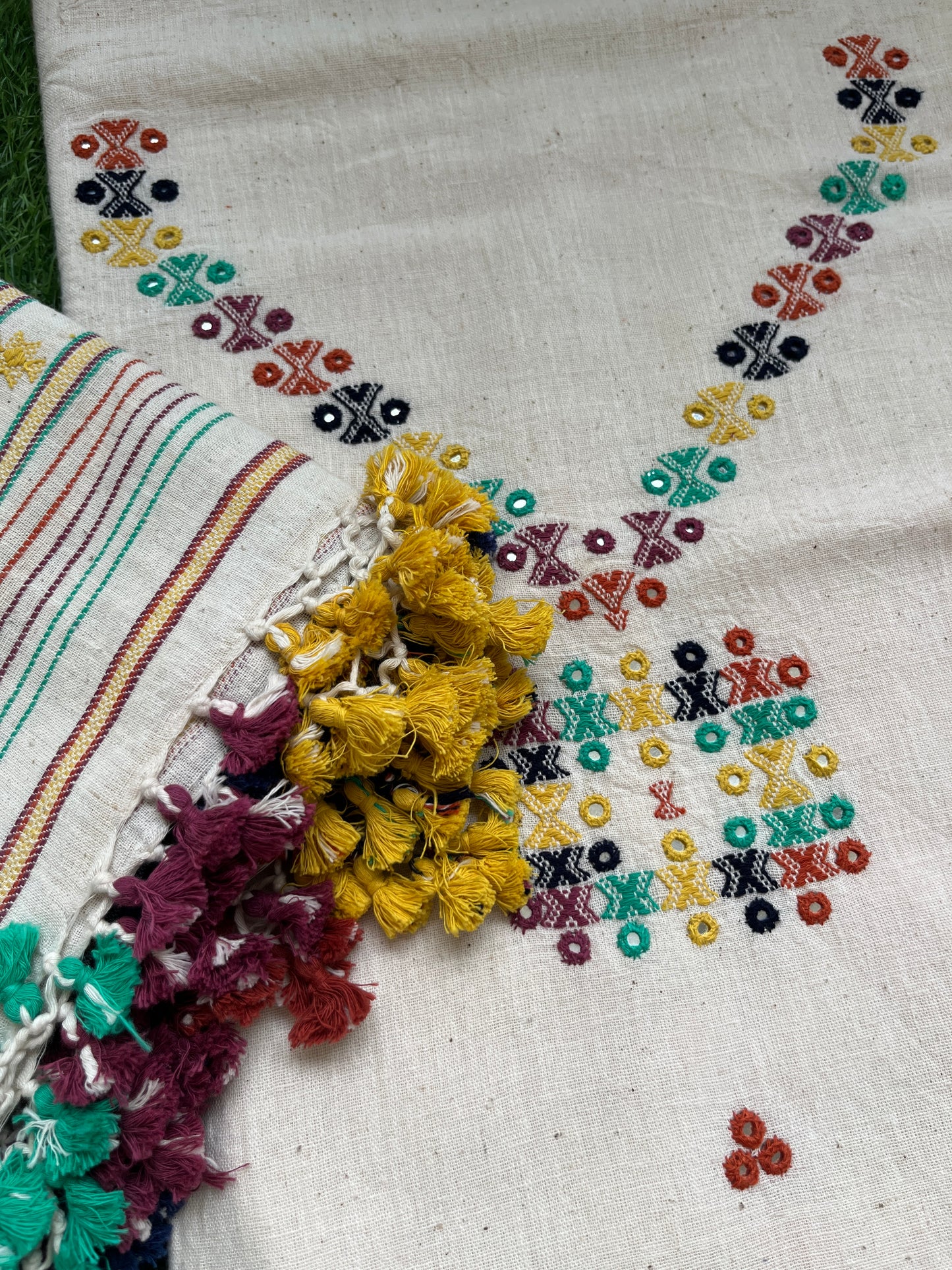 Handwoven organic kala Cotton kurta bottom dupatta